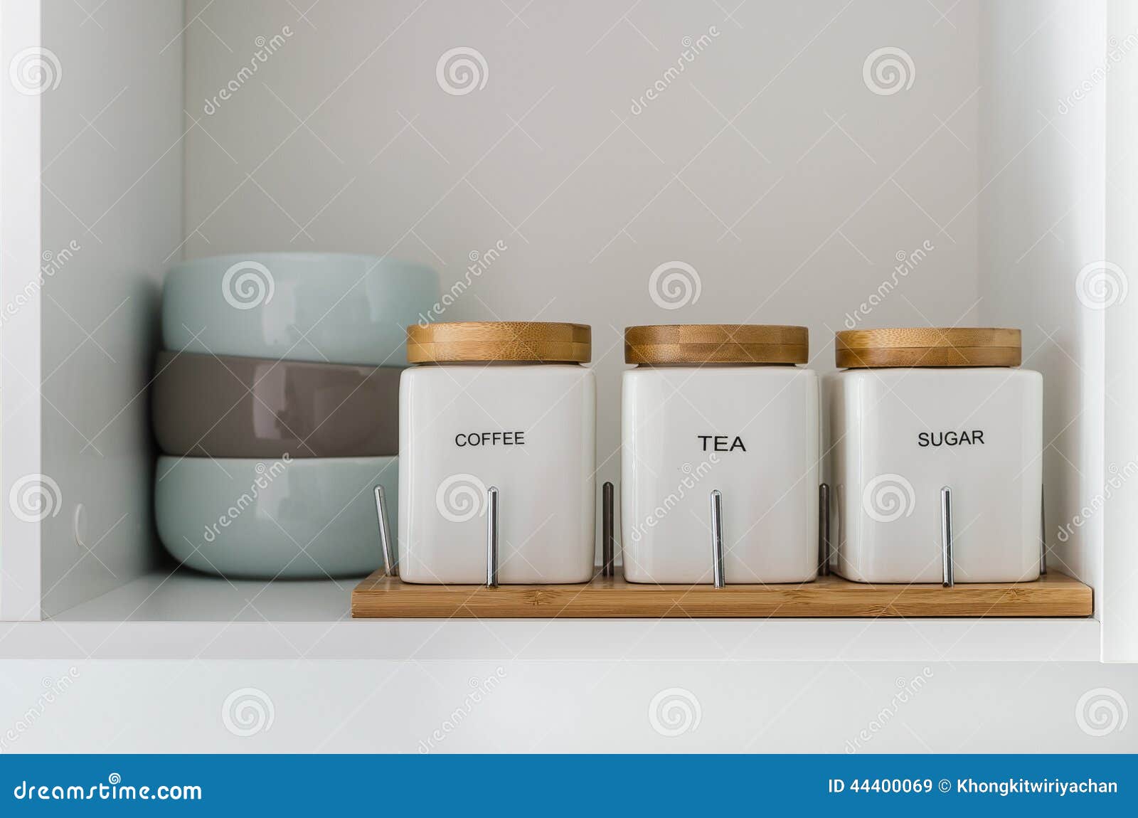 Sugar Tea and Coffee Bowl in Pantry Shelf Stock Image Image of clear