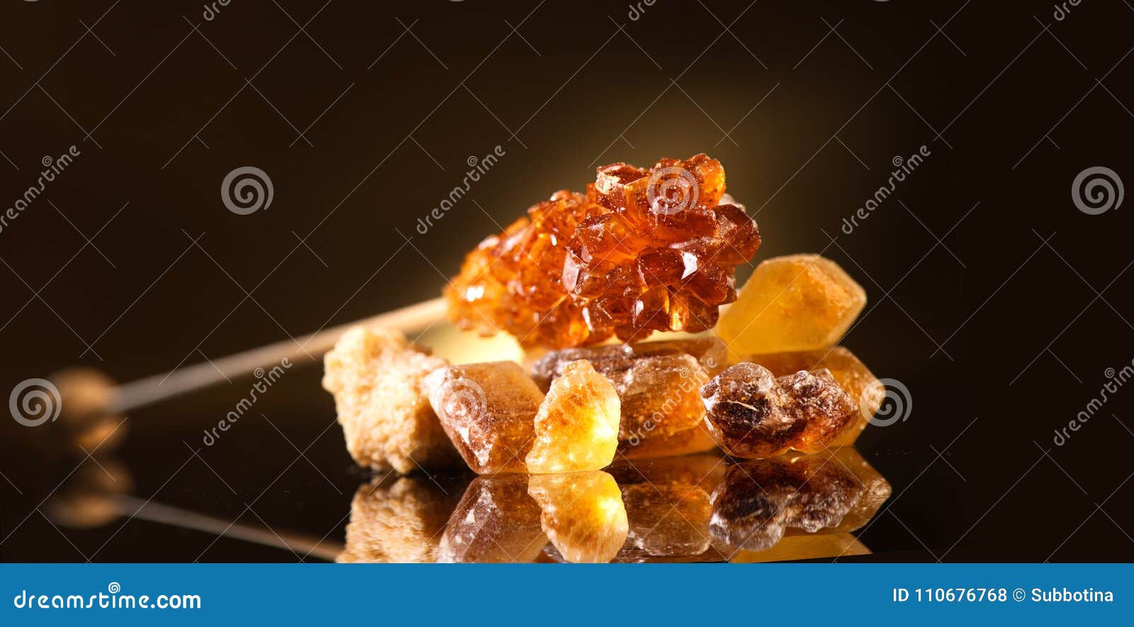 Sugar. Various Brown Sugar. Cane Sugar Closeup on Black Background