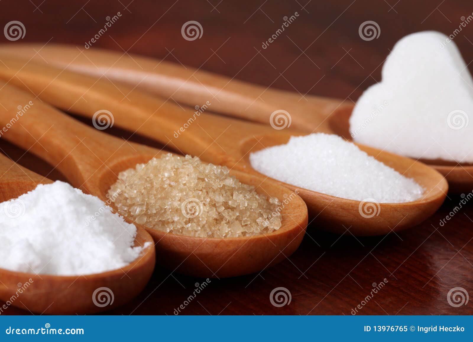 Sugar in wooden spoons stock image. Image of cane, food 13976765