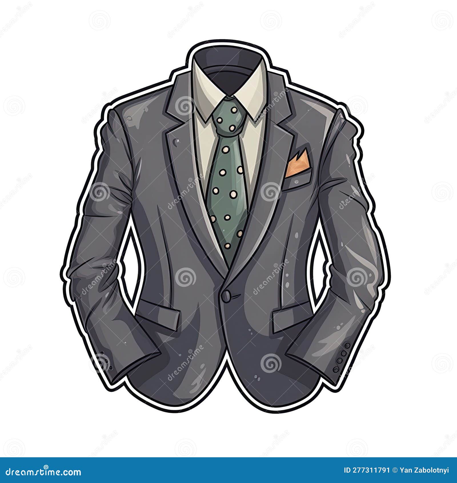 Suit Jacket in Cartoon Style Stiker on White Background on Isolated ...