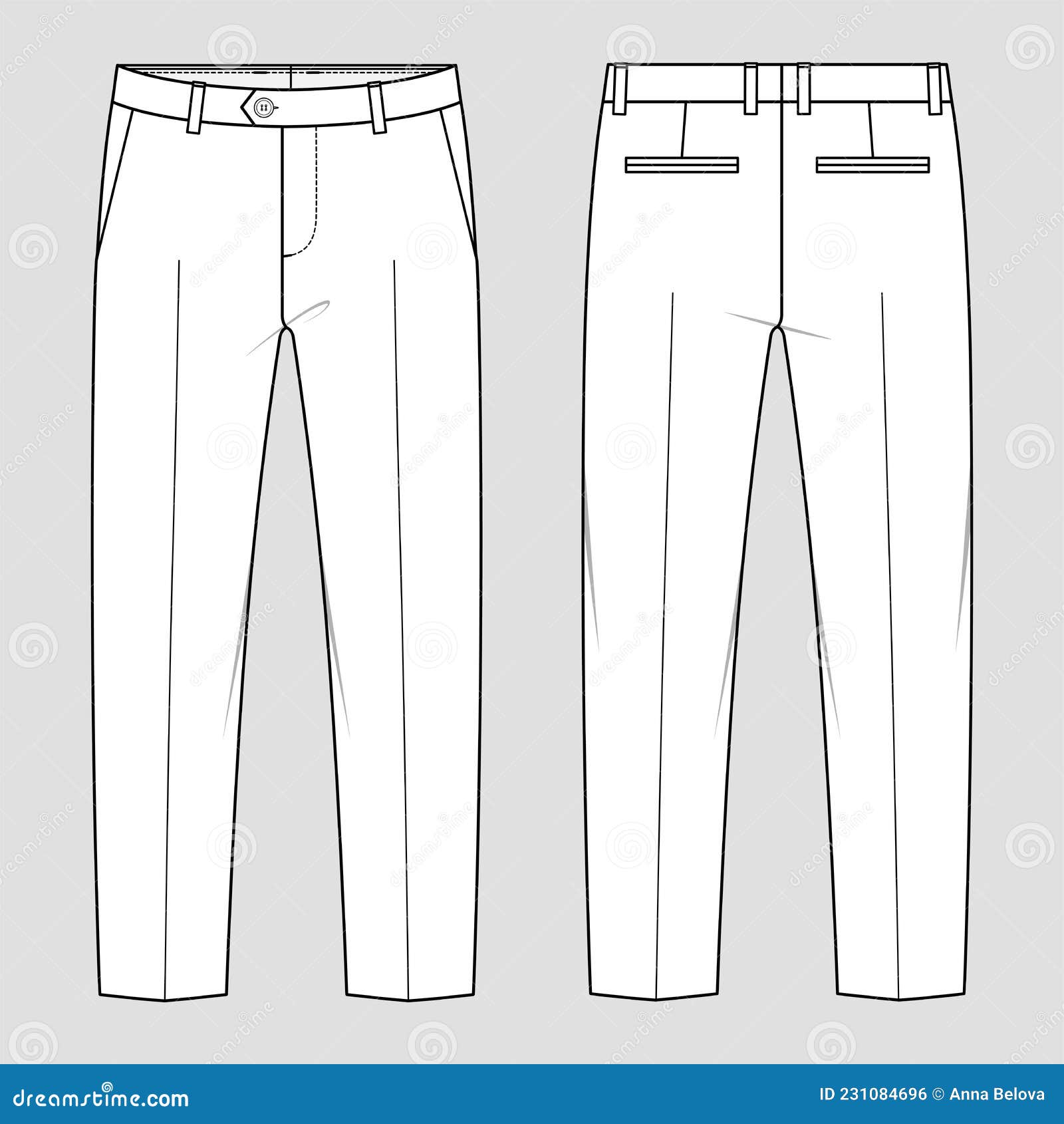 Suit Trousers. Vector Technical Sketch. Mockup Template Stock Vector ...