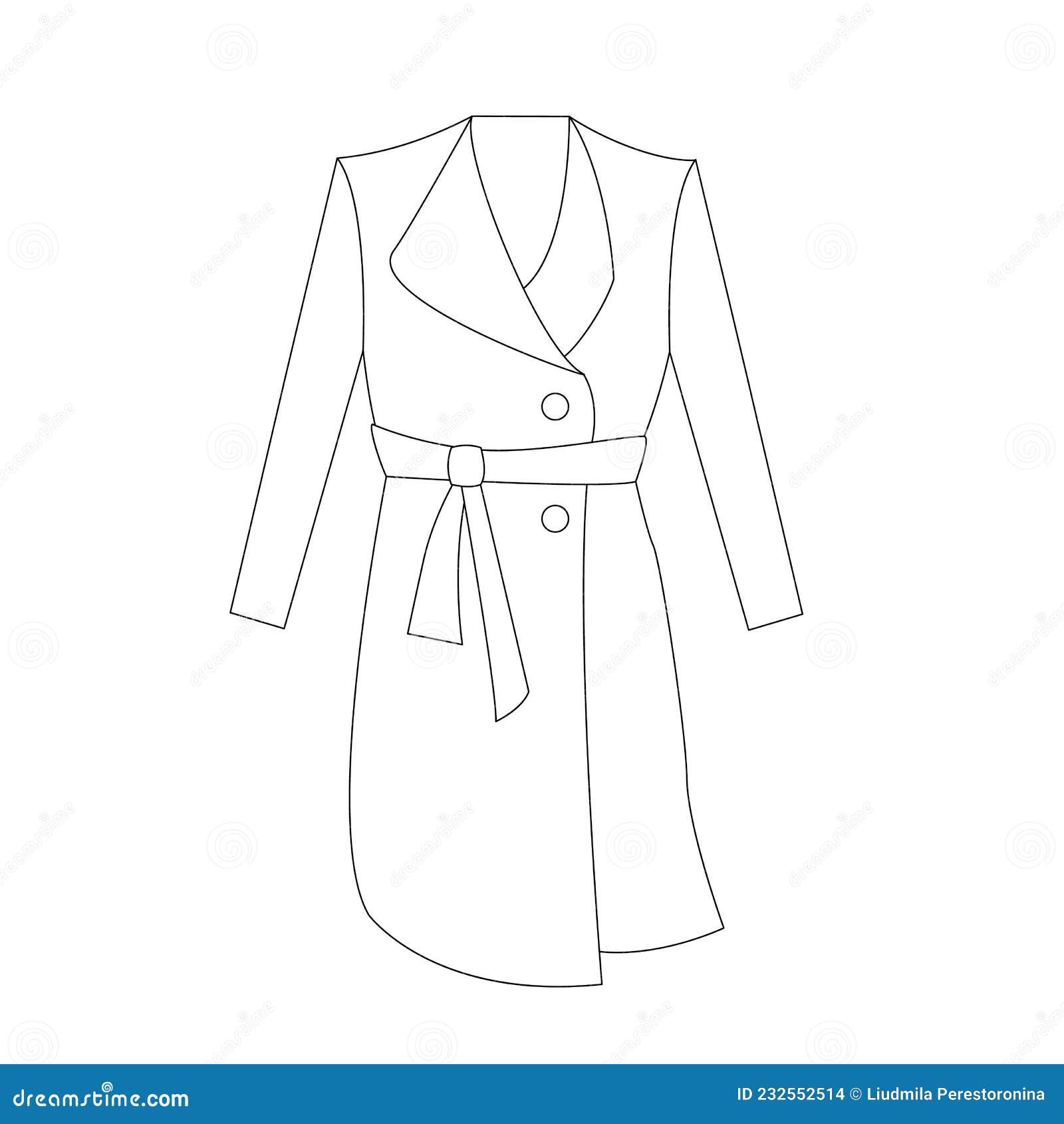 Vector Outline Illustration of a Raincoat or Coat. Stock Illustration ...
