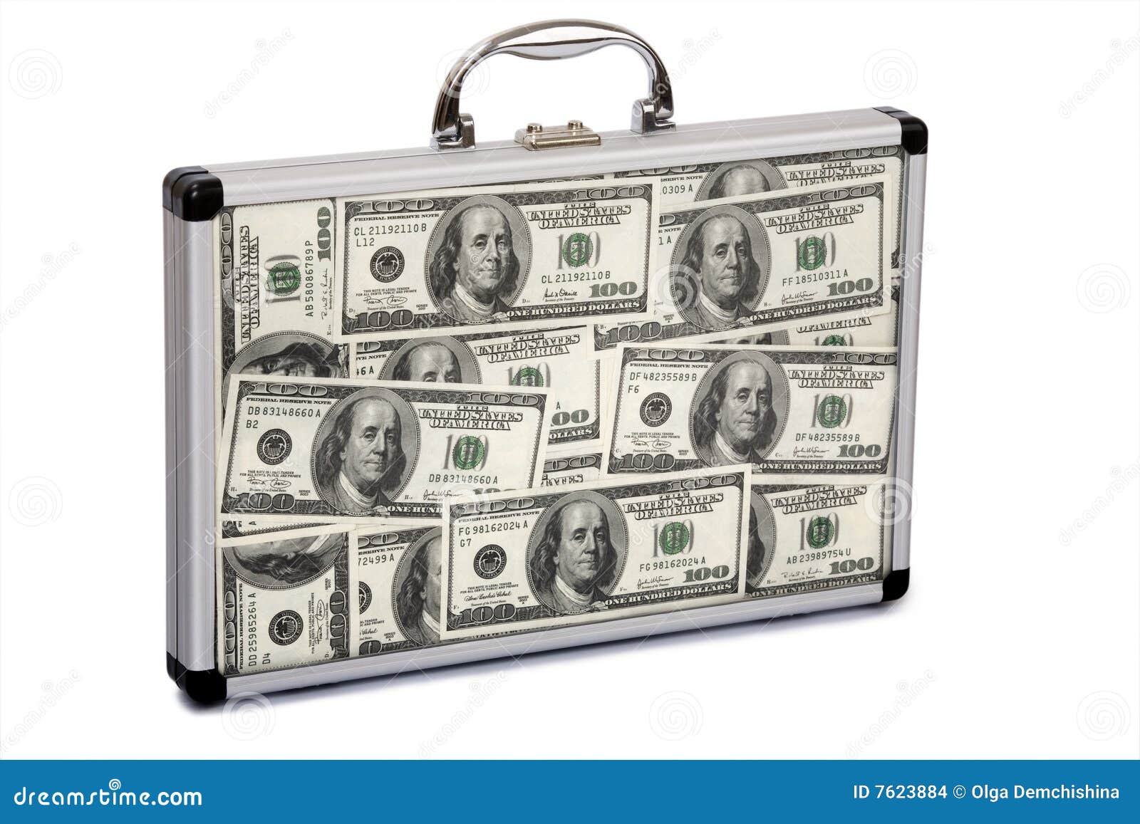 Suitcase filled dollars stock photo. Image of lock, suitcase 7623884