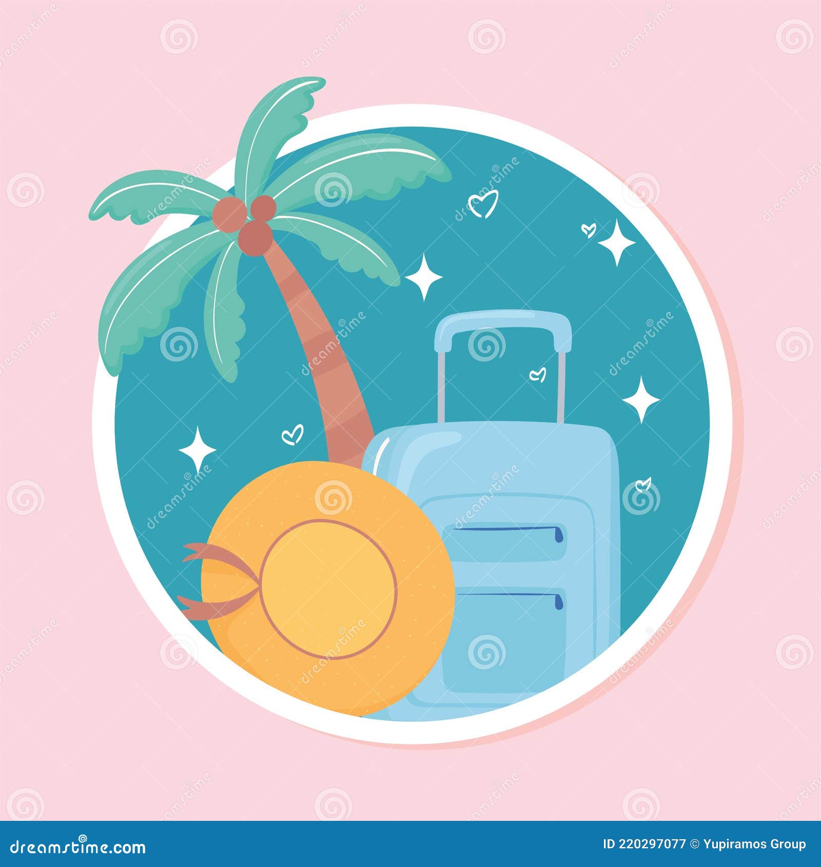 Suitcase hat tropical stock vector. Illustration of tourist - 220297077