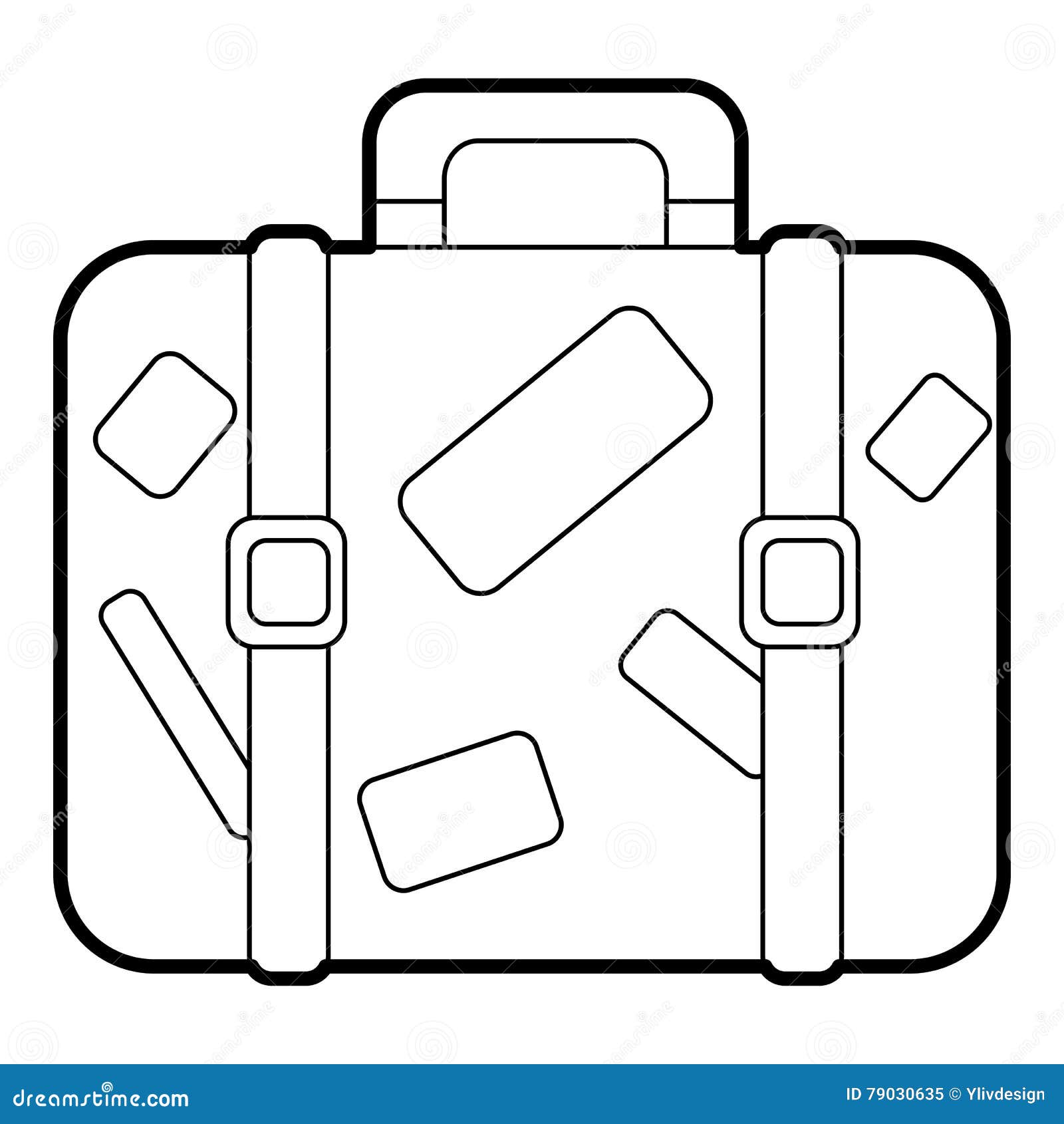Suitcase Icon, Outline Style Stock Vector Illustration of thin