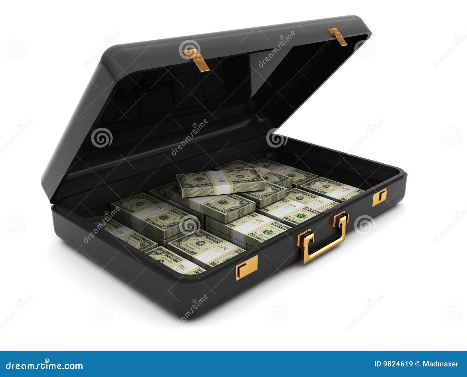 Suitcase with money stock illustration. Illustration of luggage 9824619