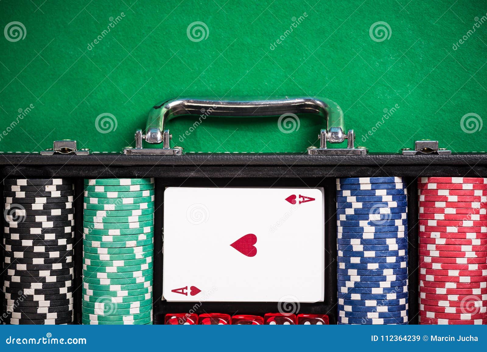 Suitcase with Poker Chips on Poker Table Stock Image Image of money