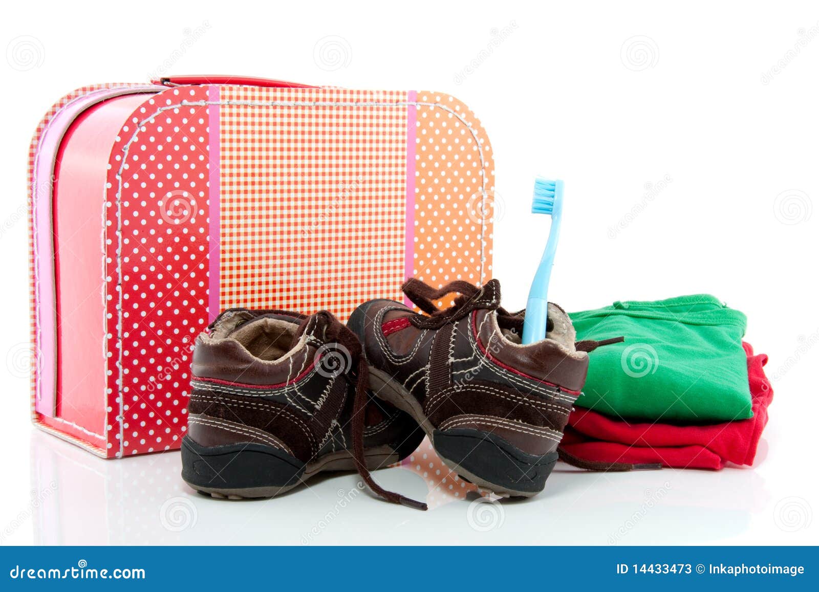 A Suitcase with Shoes and Cloths Stock Image Image of orange, hiking