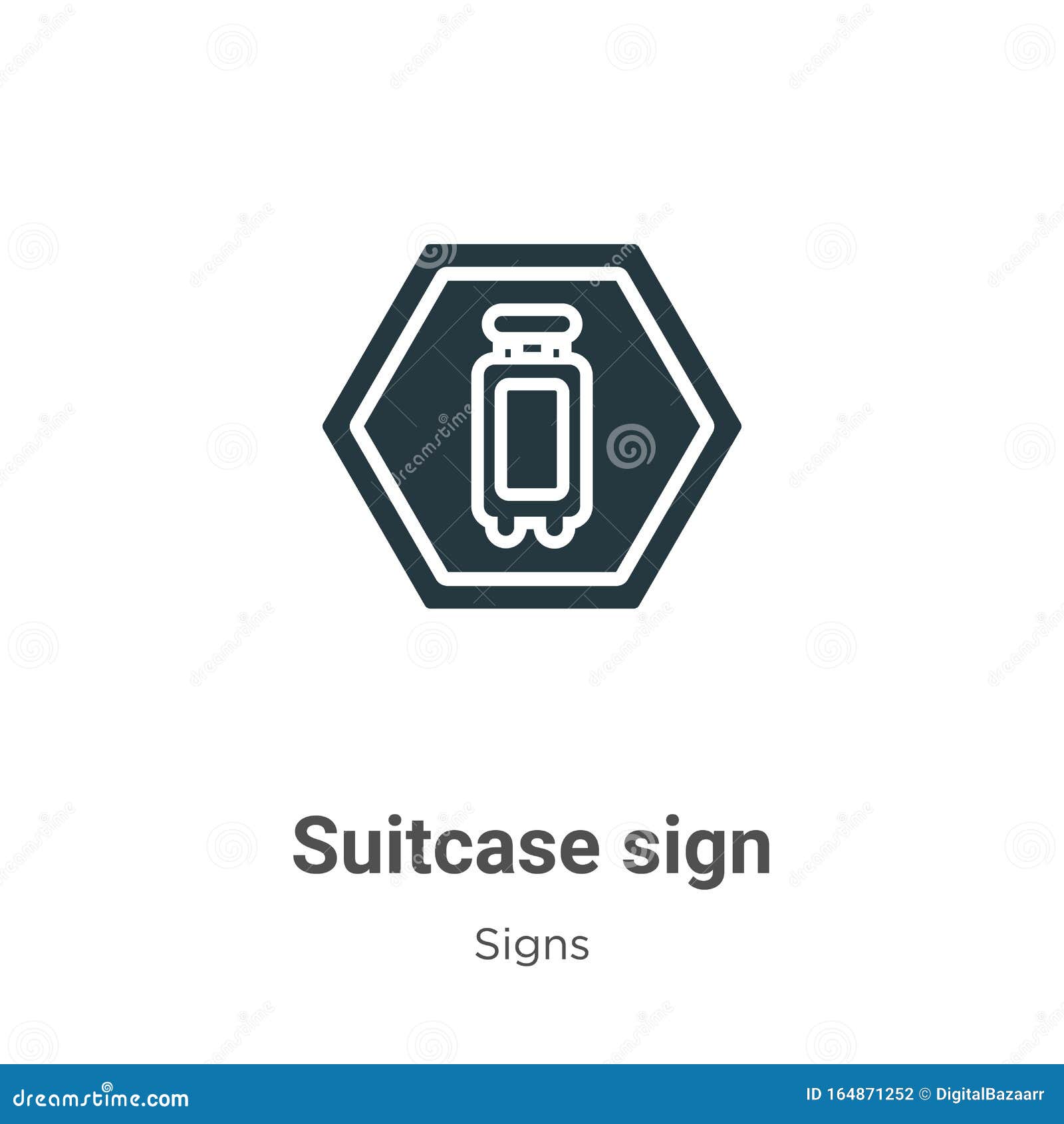 Suitcase Sign Vector Icon on White Background. Flat Vector Suitcase