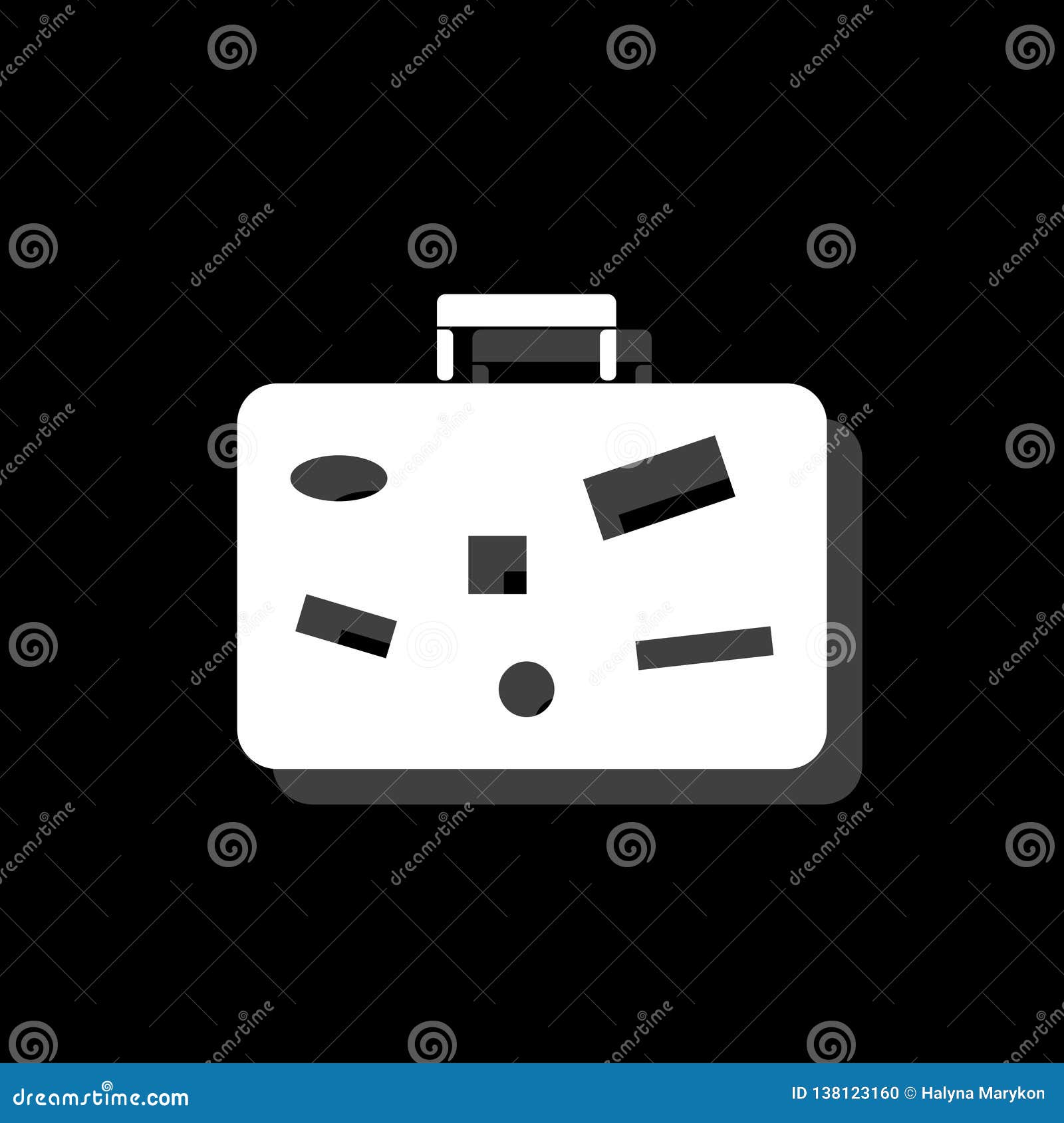 Suitcase, Travel Baggage Icon Flat Stock Illustration - Illustration of