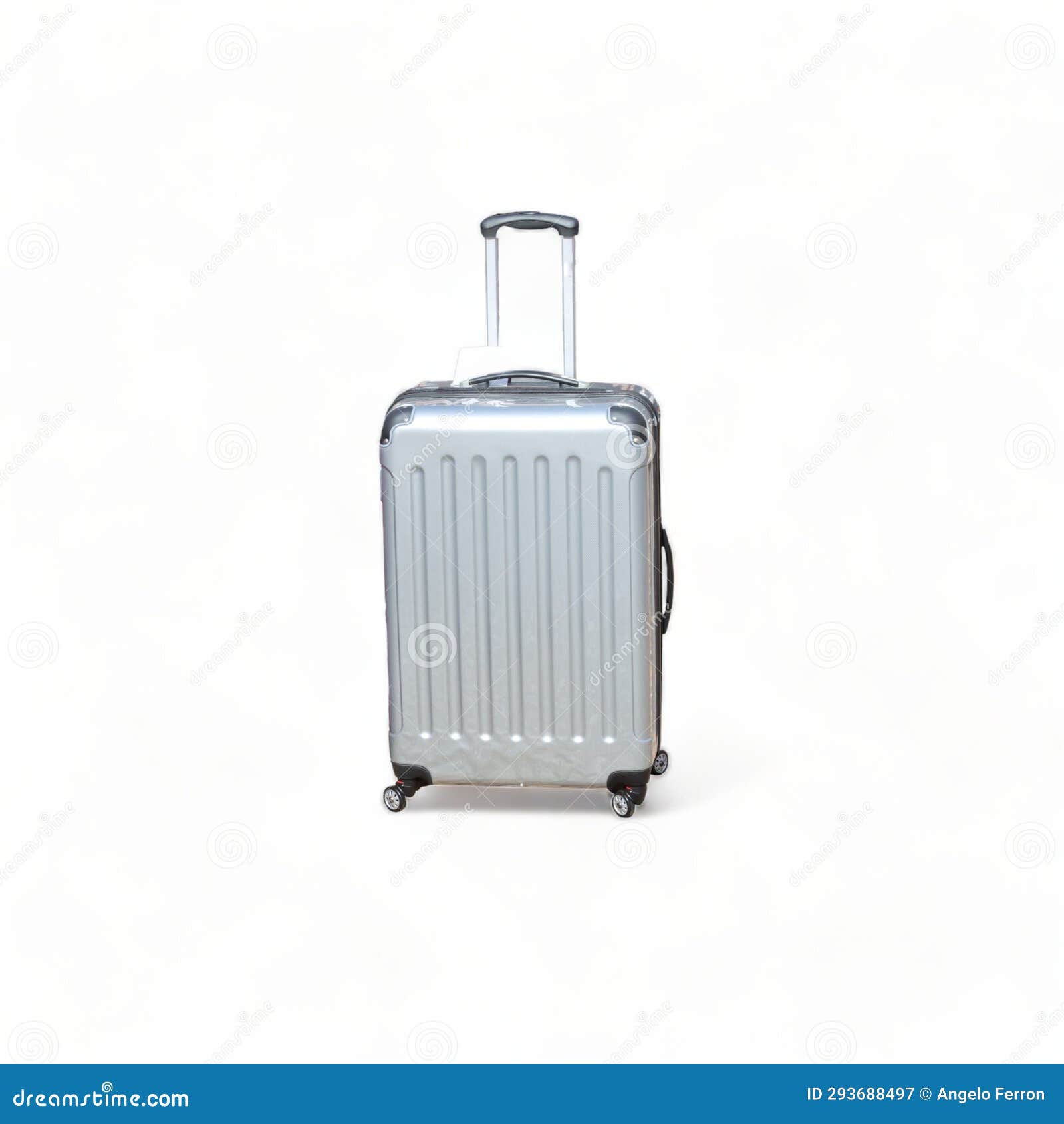 suitcase and trolly for carrying clothing on white background-