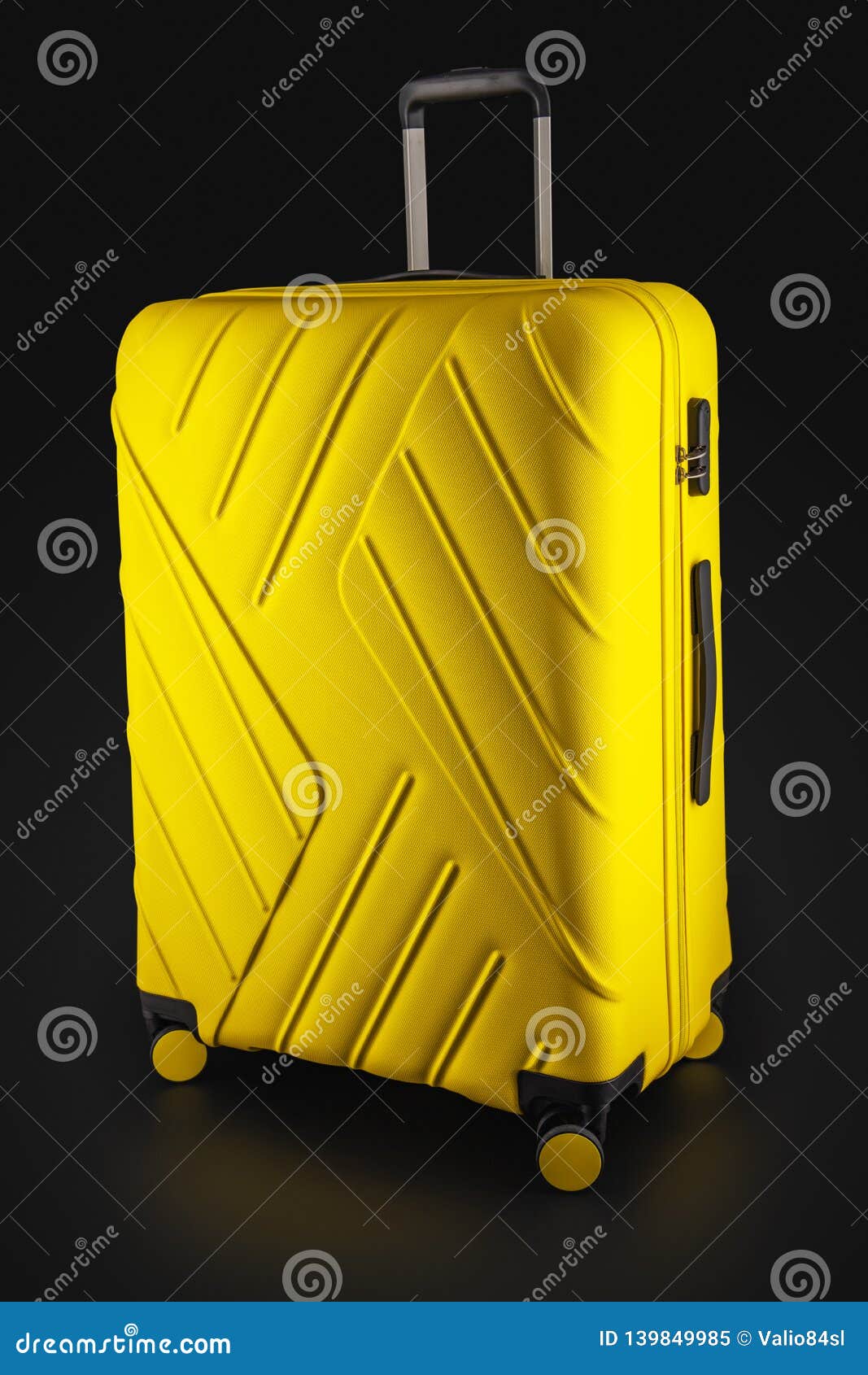 Suitcase Yellow with Luggage for the Flight Isolated on Black