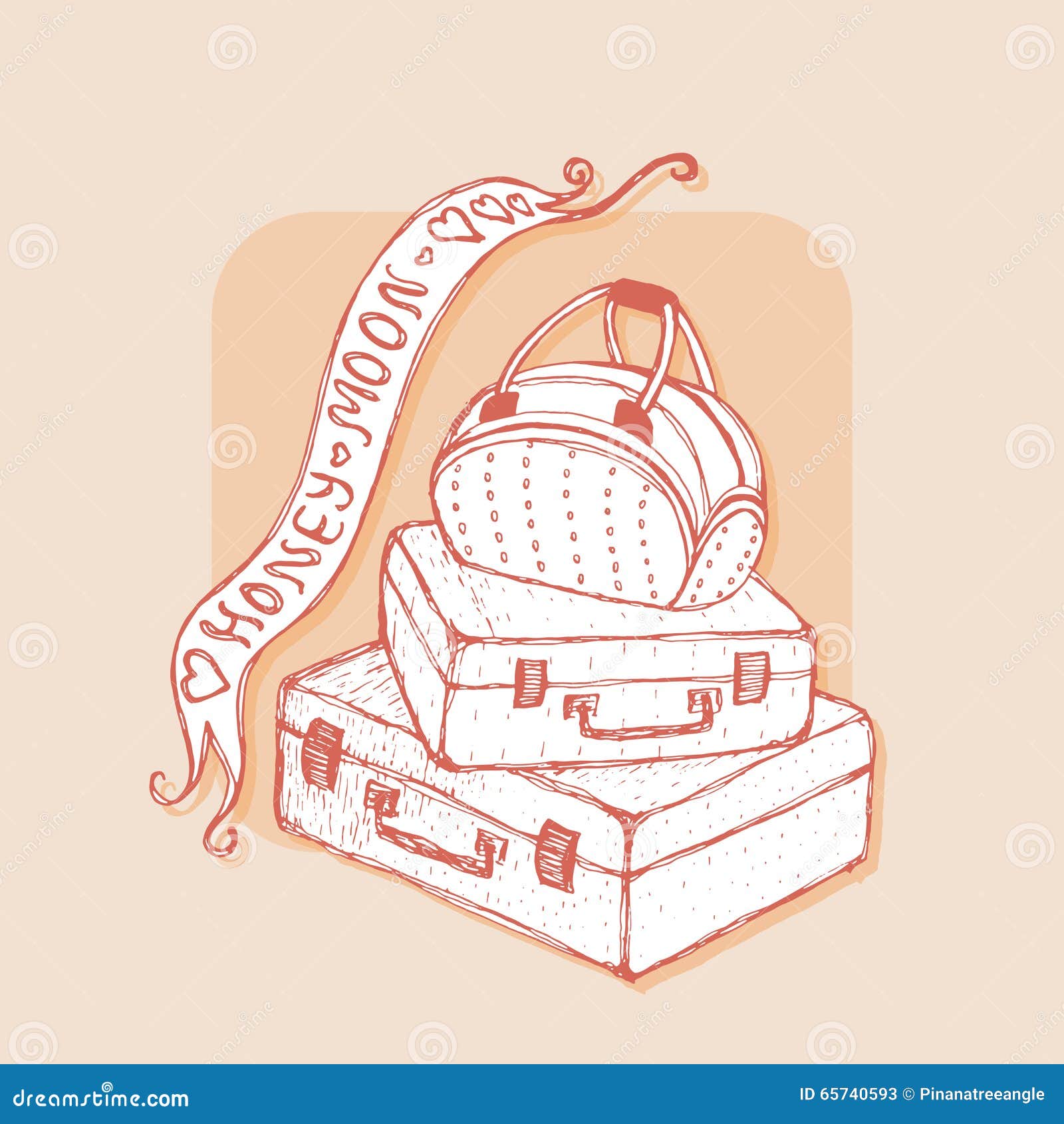 Suitcases and Bag with Ribbons. Honeymoon Stock Vector - Illustration ...