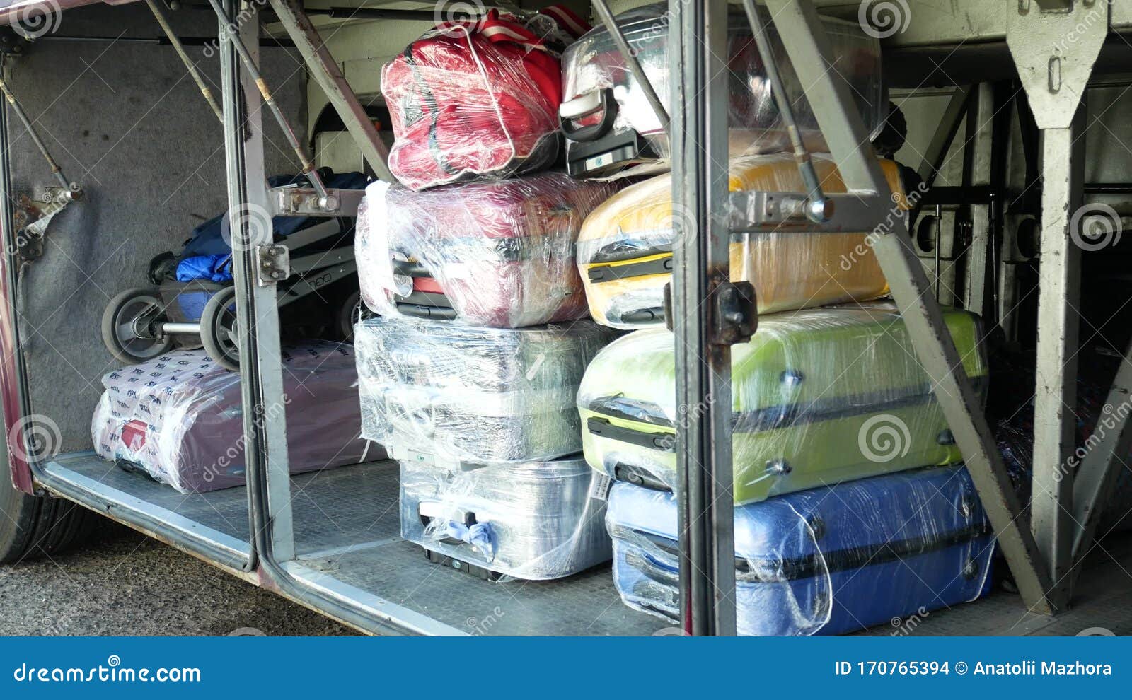 Suitcases in Luggage Compartment of Bus Stock Footage Video of
