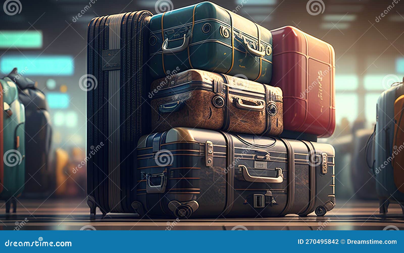 Suitcases Stacked in Airport, Embodying Wanderlust and Travel ...