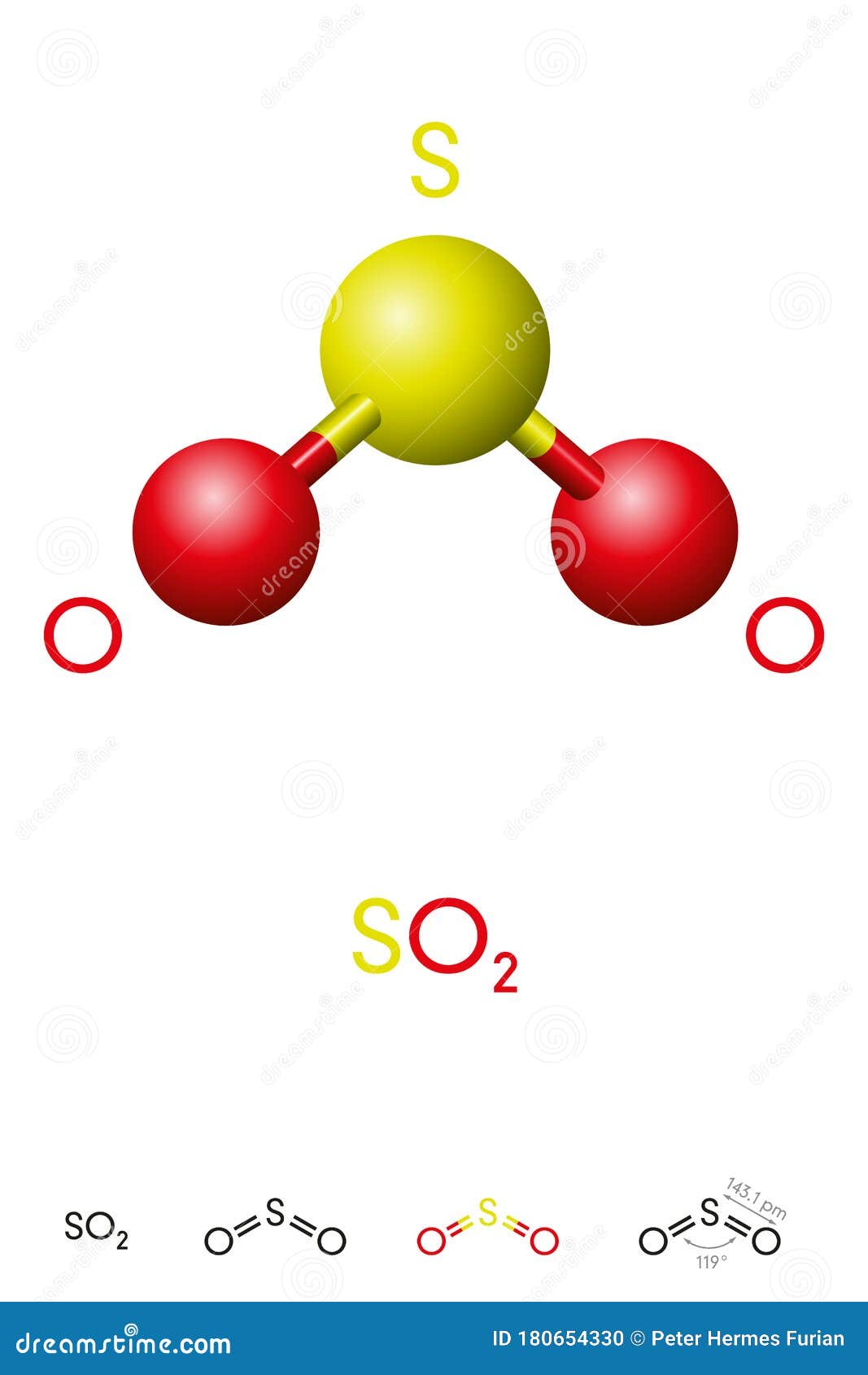 SO2 Sulfur Dioxide Molecule Cartoon Vector | CartoonDealer.com #64274365