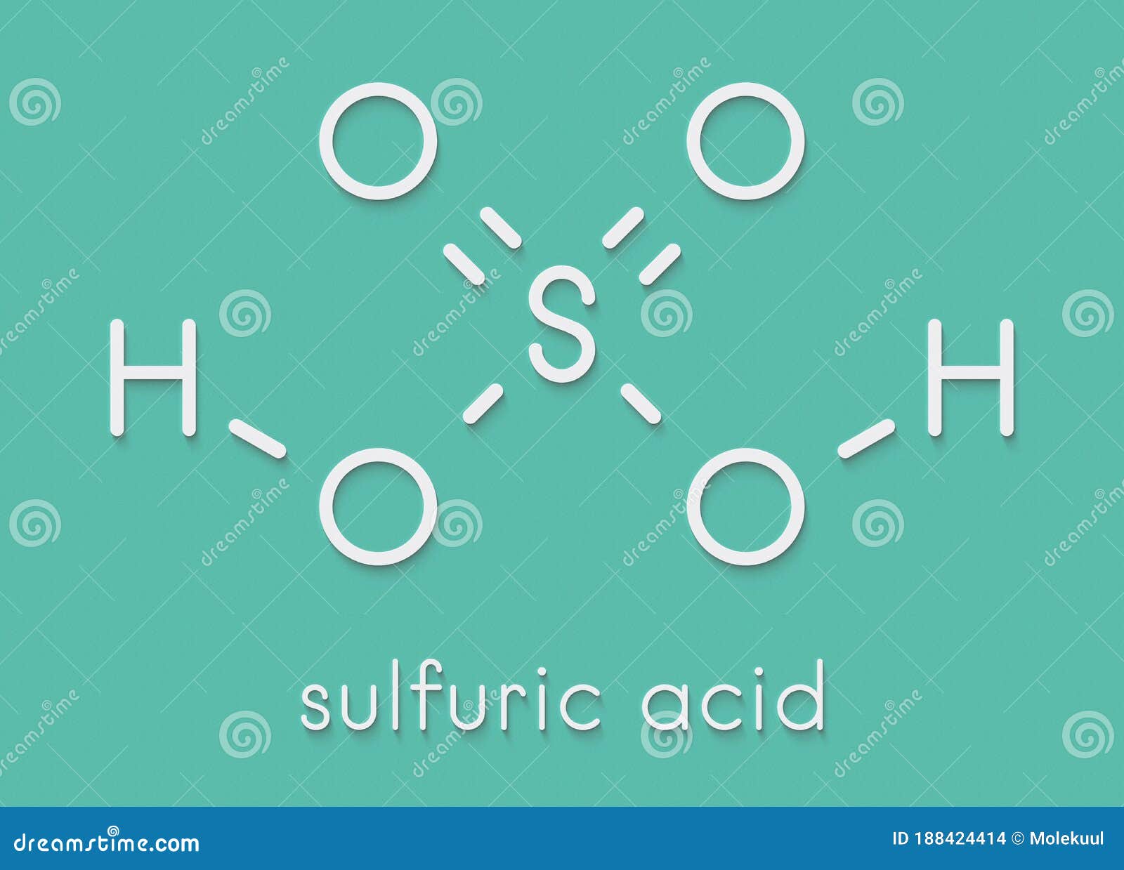 Sulfuric Acid H2SO4 Strong Mineral Acid Molecule. Skeletal Formula