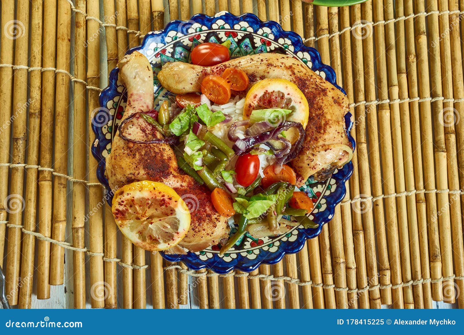 Sumac Chicken and Rice stock image. Image of cilantro 178415225