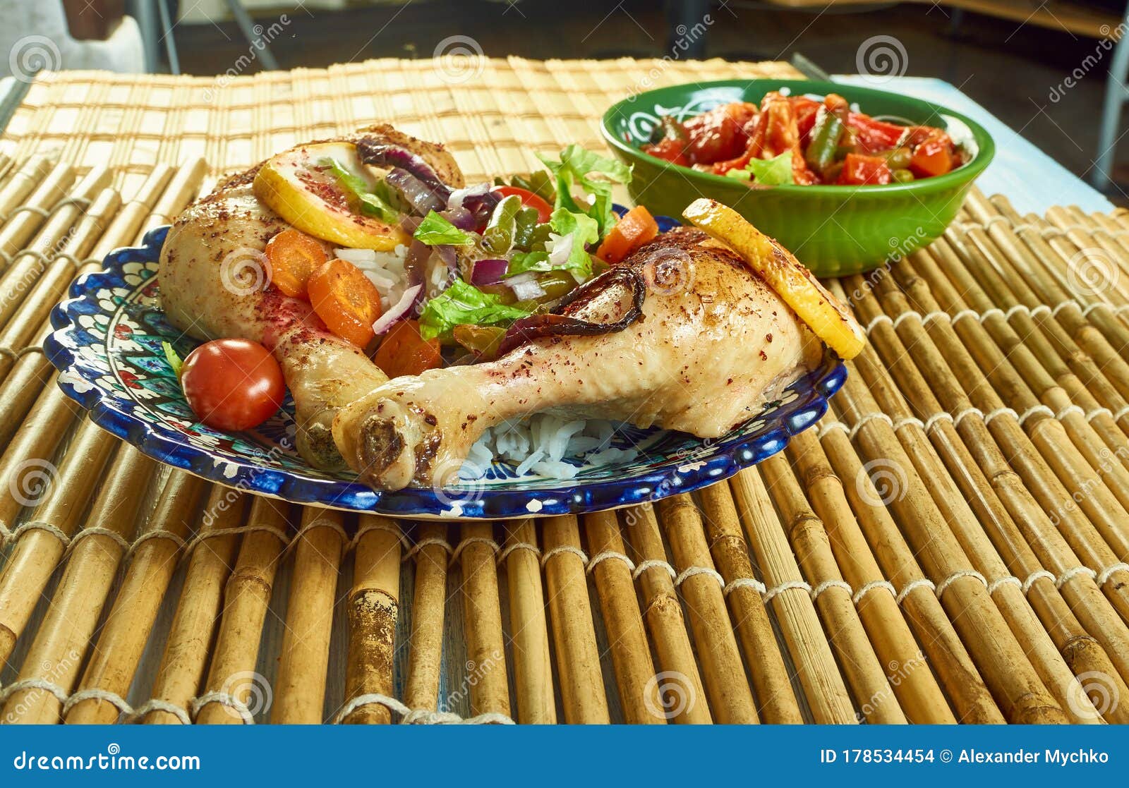 Sumac Chicken and Rice stock photo. Image of coriander 178534454