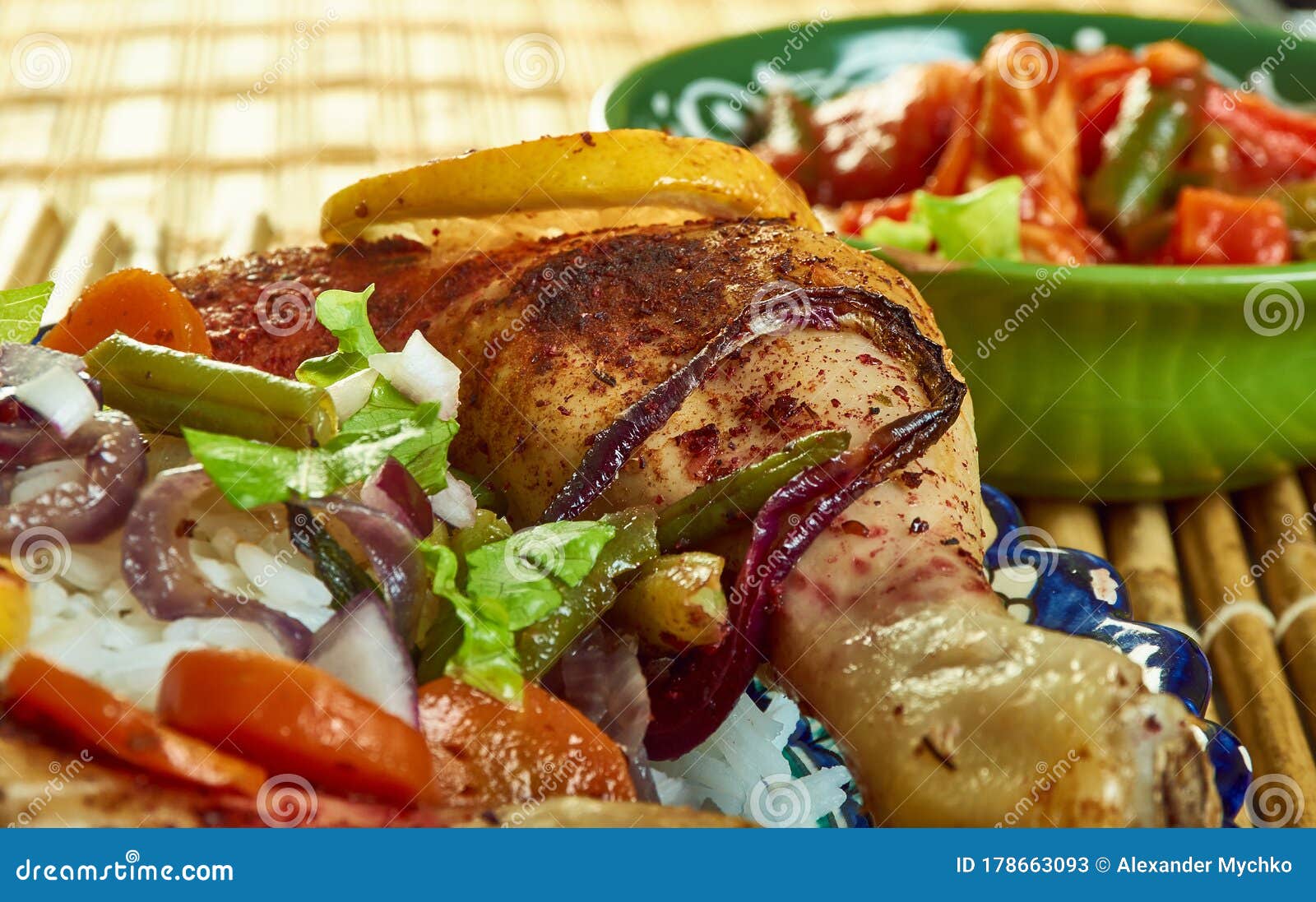 Sumac Chicken and Rice stock image. Image of mussakhan 178663093