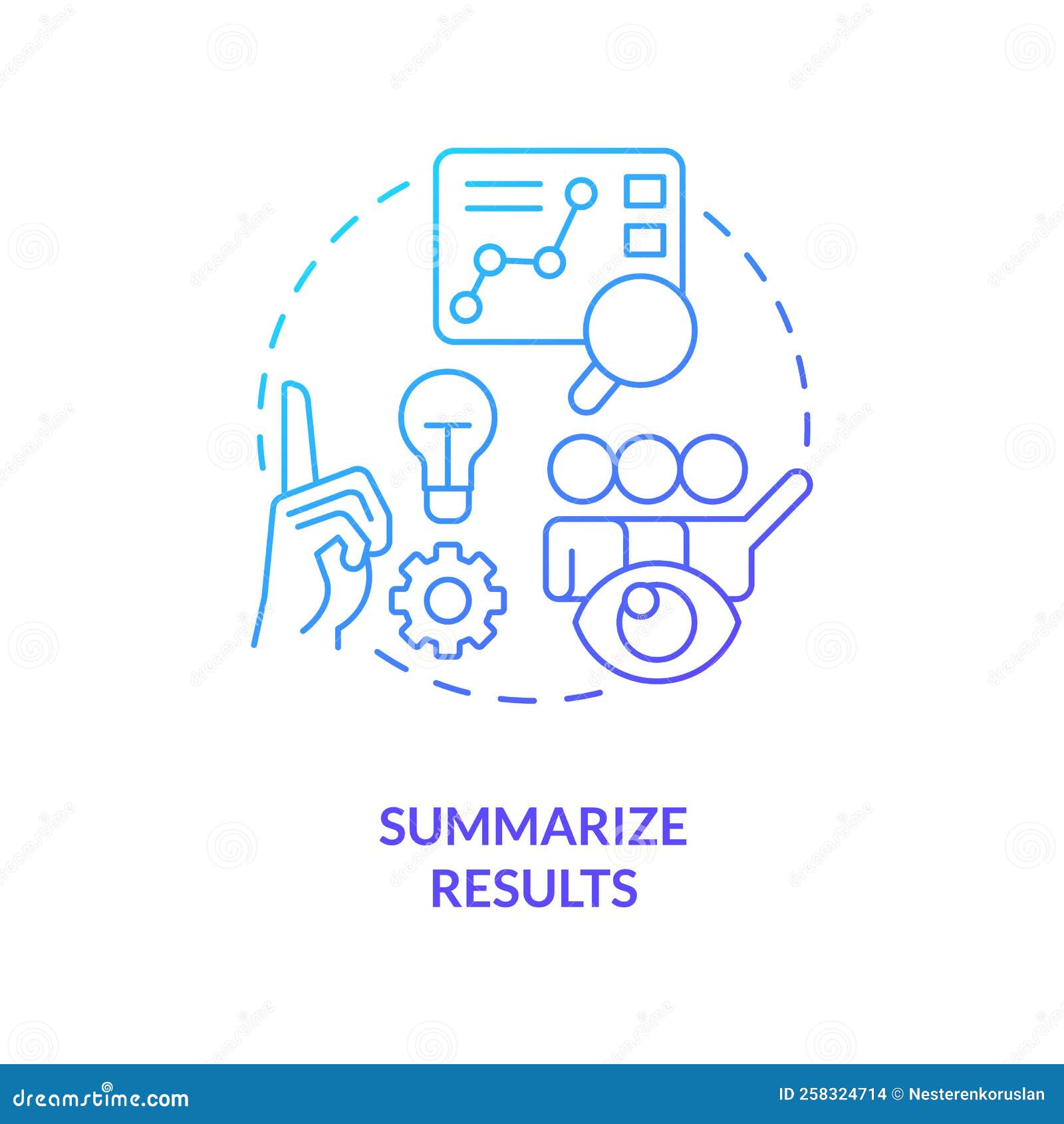 summarize results blue gradient concept icon