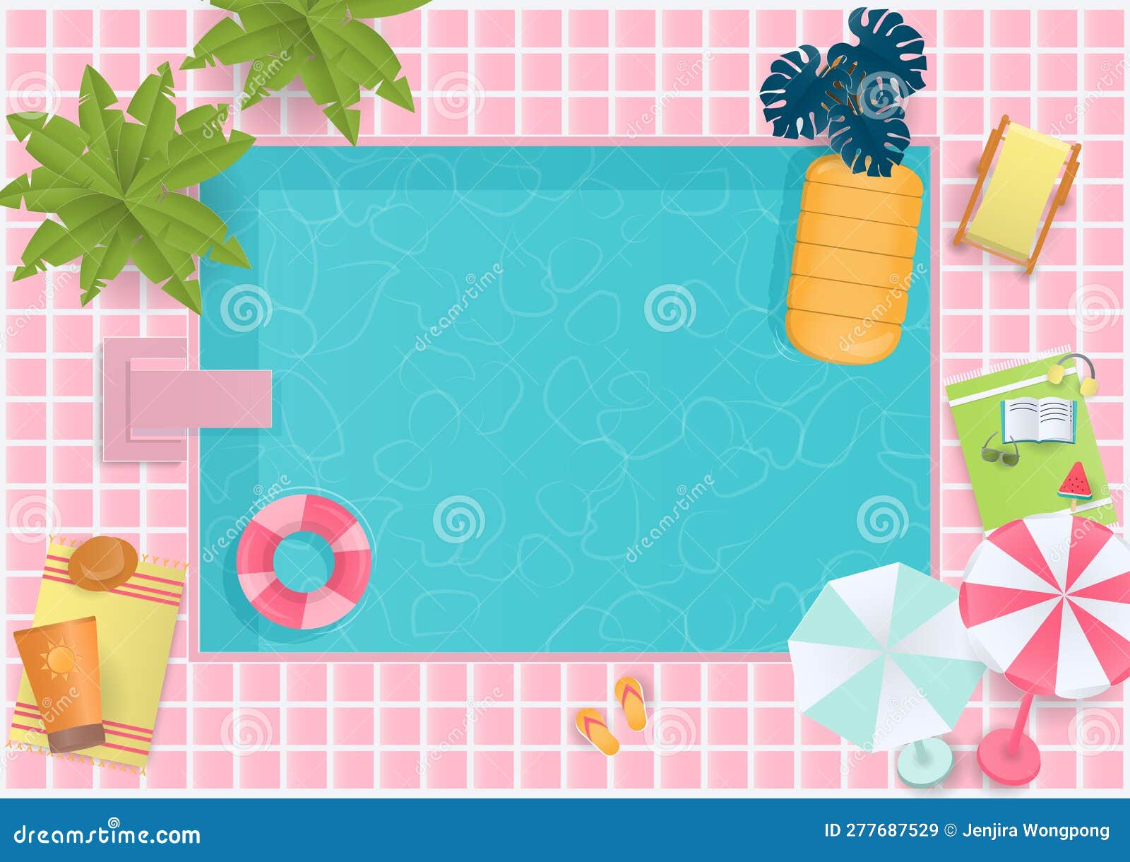 Watercolor Summer Set Swimming Pool Elements Stock Illustration by ©gulmana  #201535200