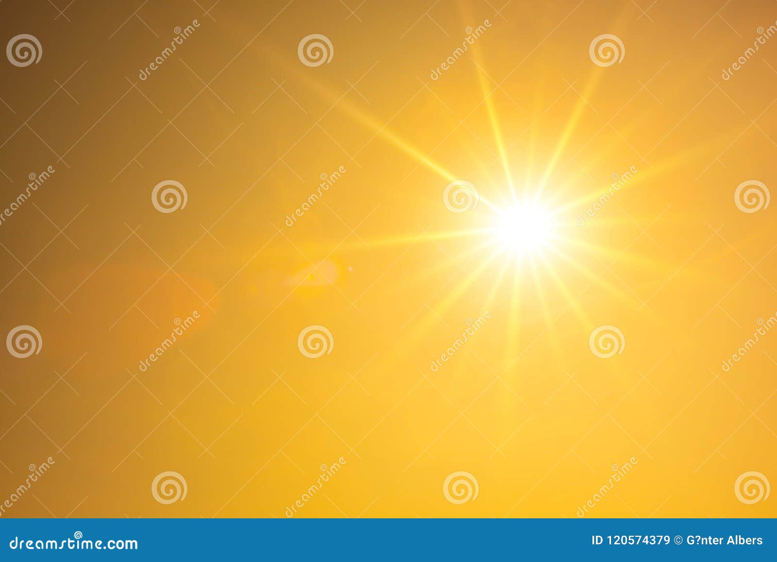 hot summer or heat wave background, orange sky with glowing sun