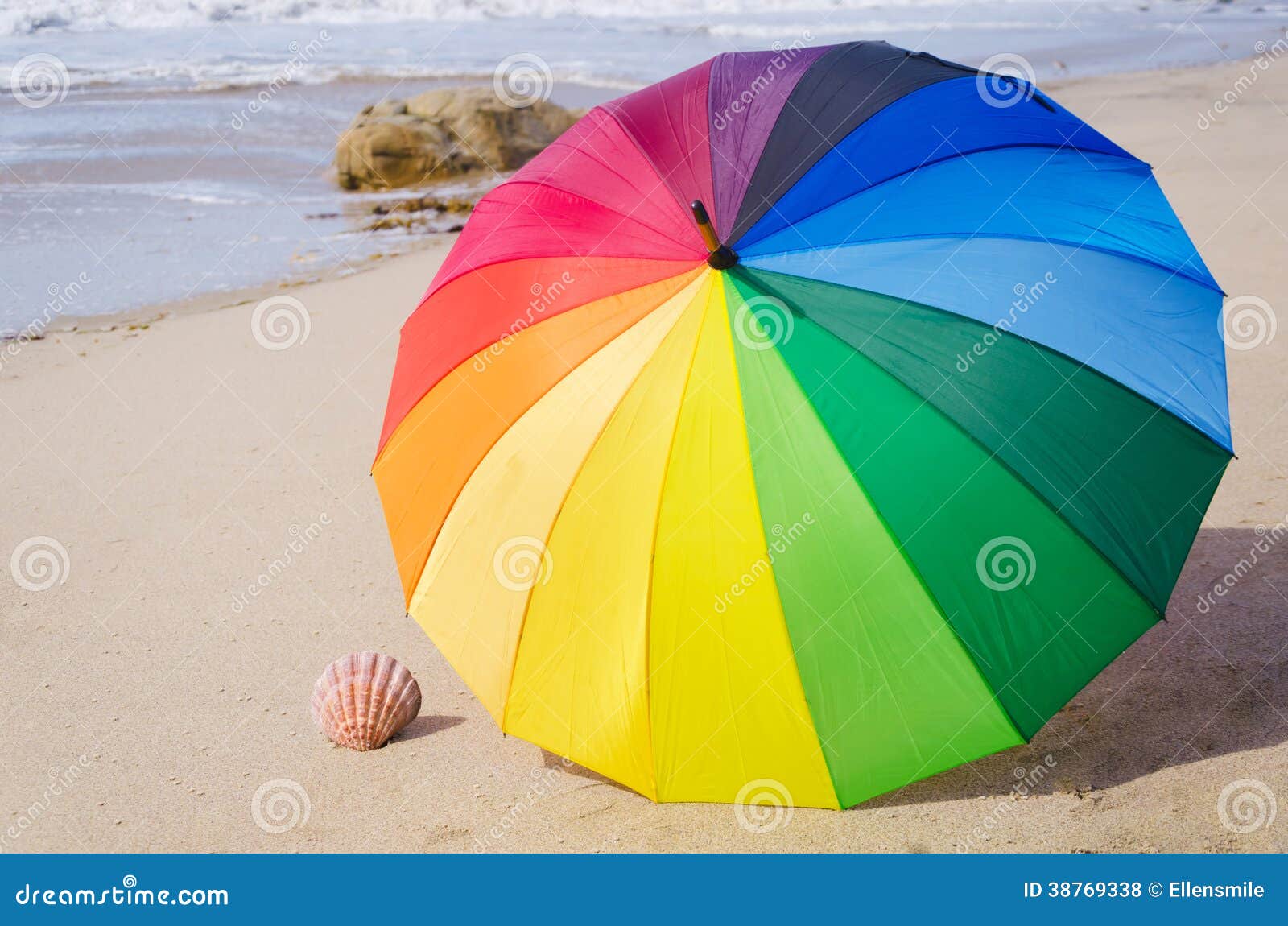 Summer Background with Rainbow Umbrella Stock Photo Image of outdoors, ocean 38769338