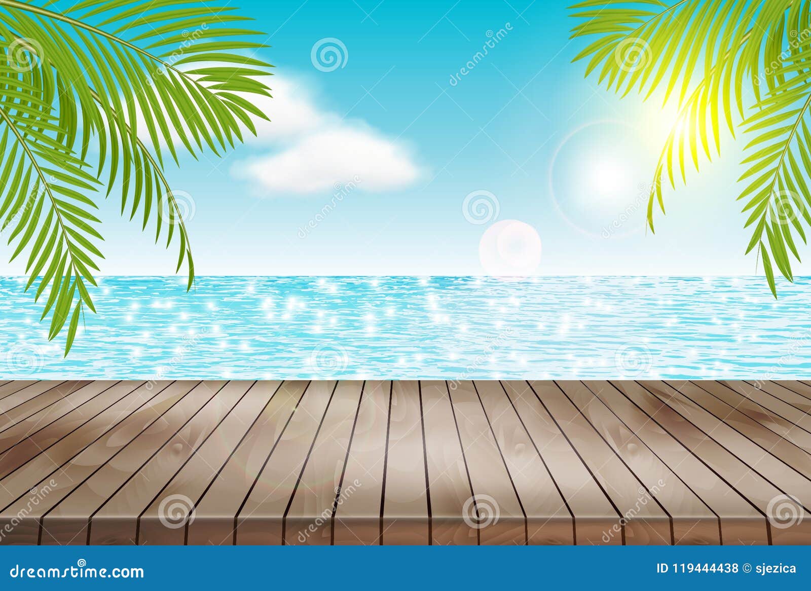 Summer Background with Empty Table. Vector Illustration Stock