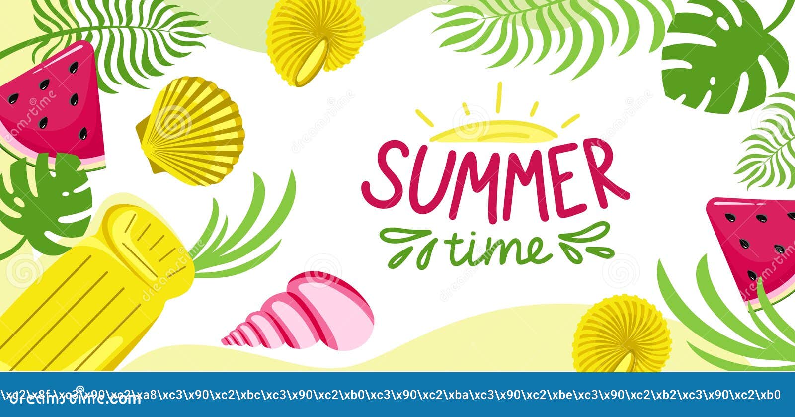 Summer Background Website Header Colorful Horizontal Postcard Banner ...