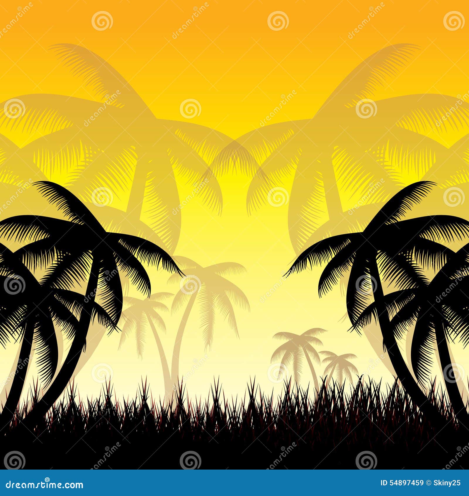 Summer Background Whit Palm Trees. Stock Vector - Illustration of tree ...