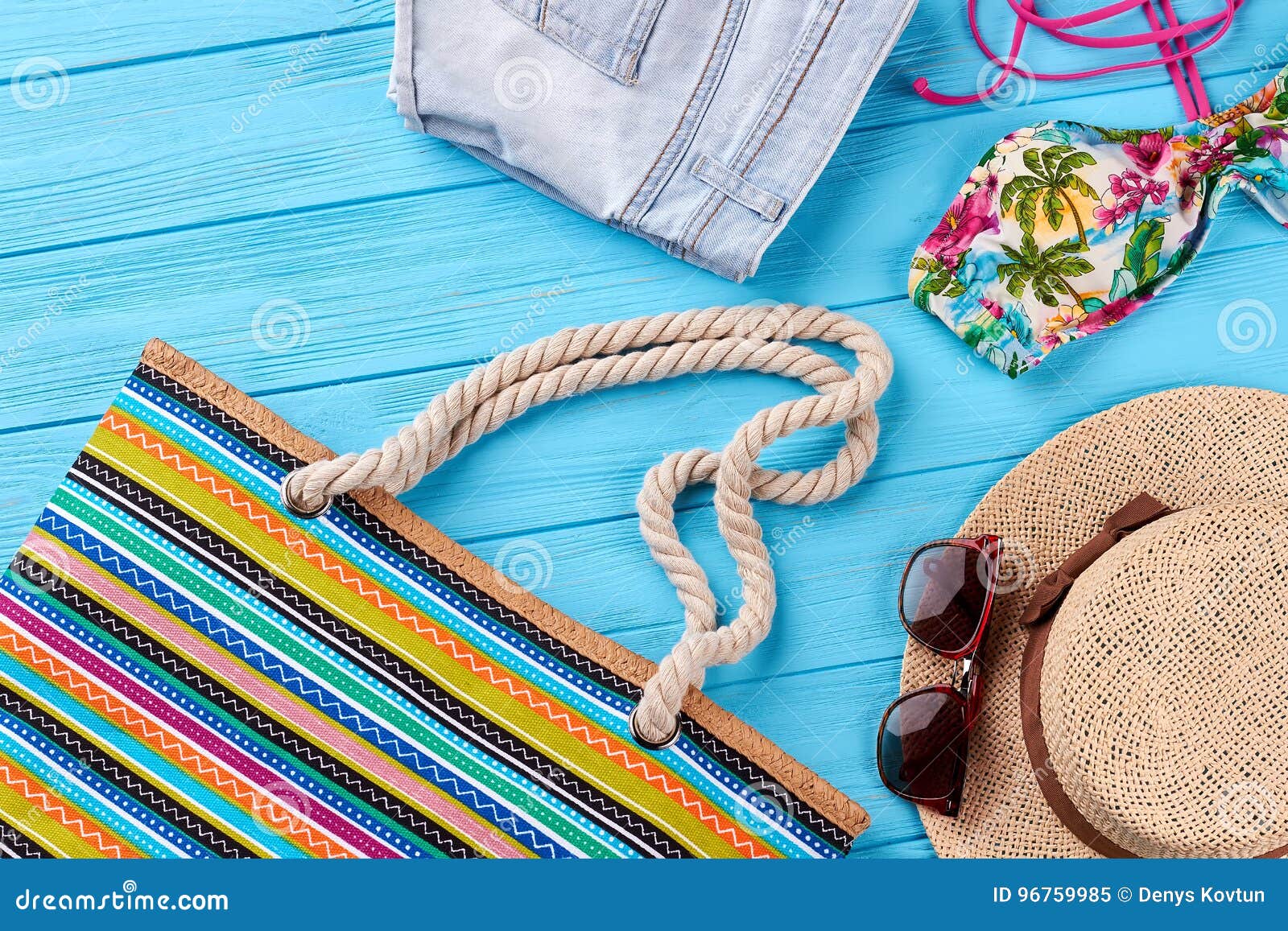 Summer Bag with Beach Items. Stock Image - Image of casual, seaside ...