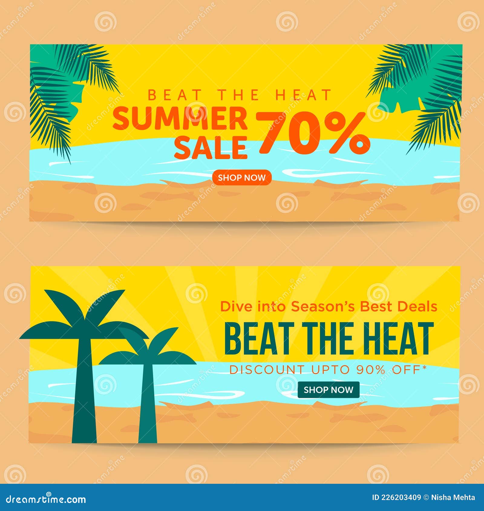 Beat the Heat Summer Sale Banner Design Stock Vector Illustration of