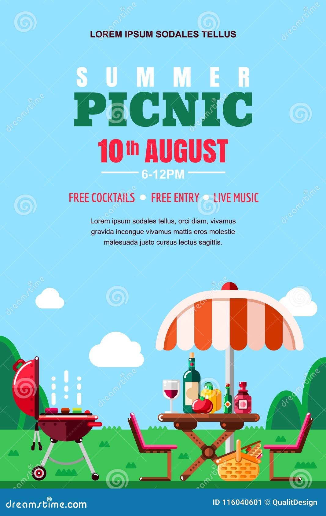 Summer Barbecue Picnic, Vector Poster, Banner Layout. BBQ Grill, Table with  Food and Wine. Outdoors Weekend Background. Stock Vector - Illustration of  meal, lunch: 116040601