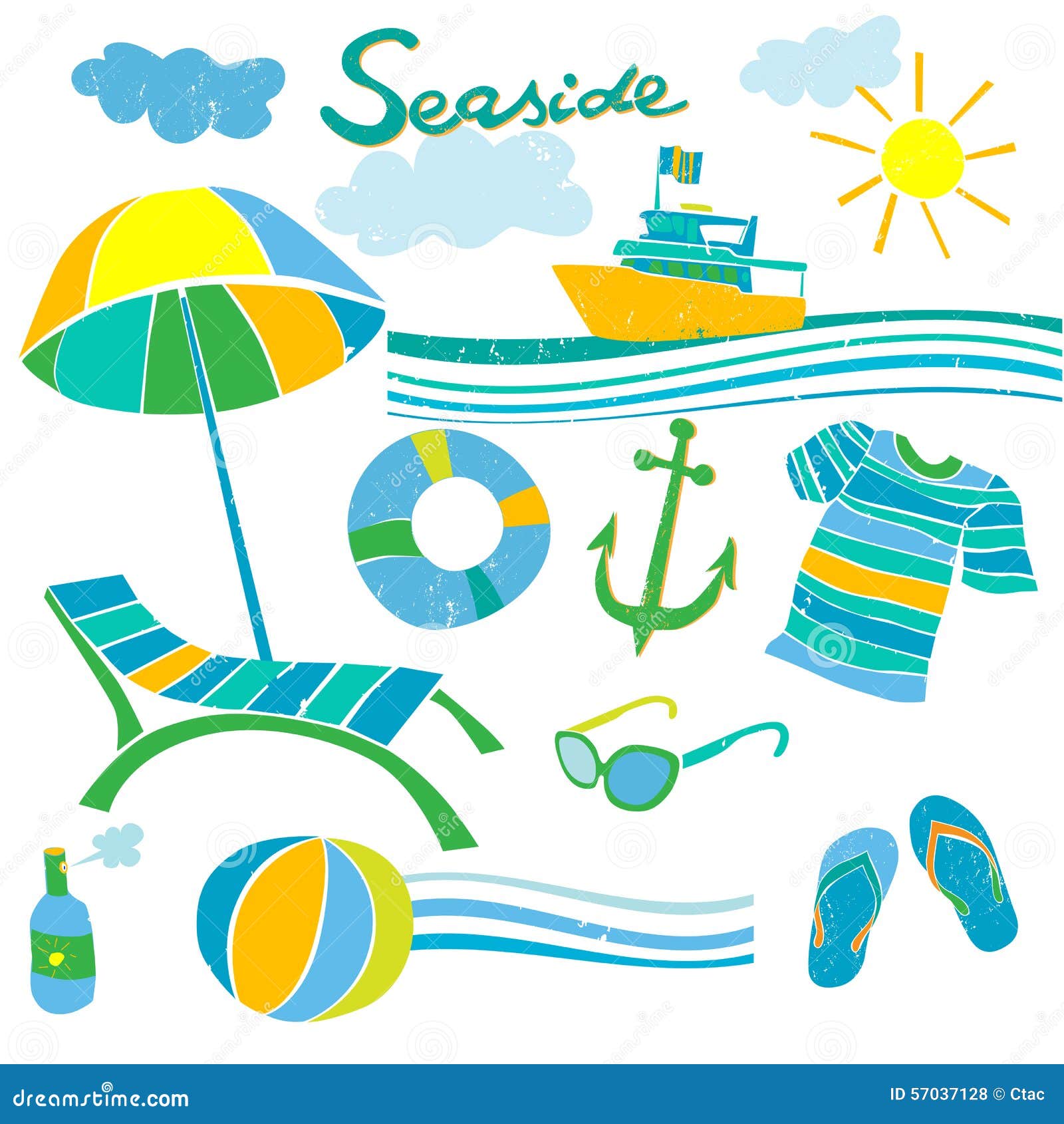 Summer beach accessories stock vector. Illustration of blue - 57037128