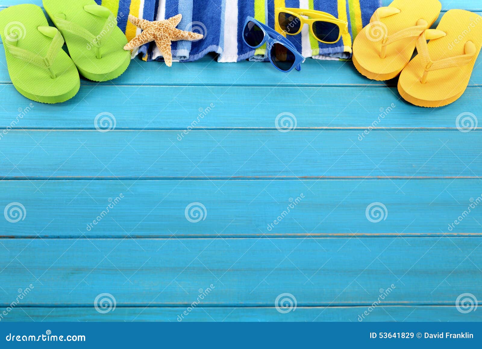 Summer Beach Background Border Copy Space Stock Image - Image of plank ...