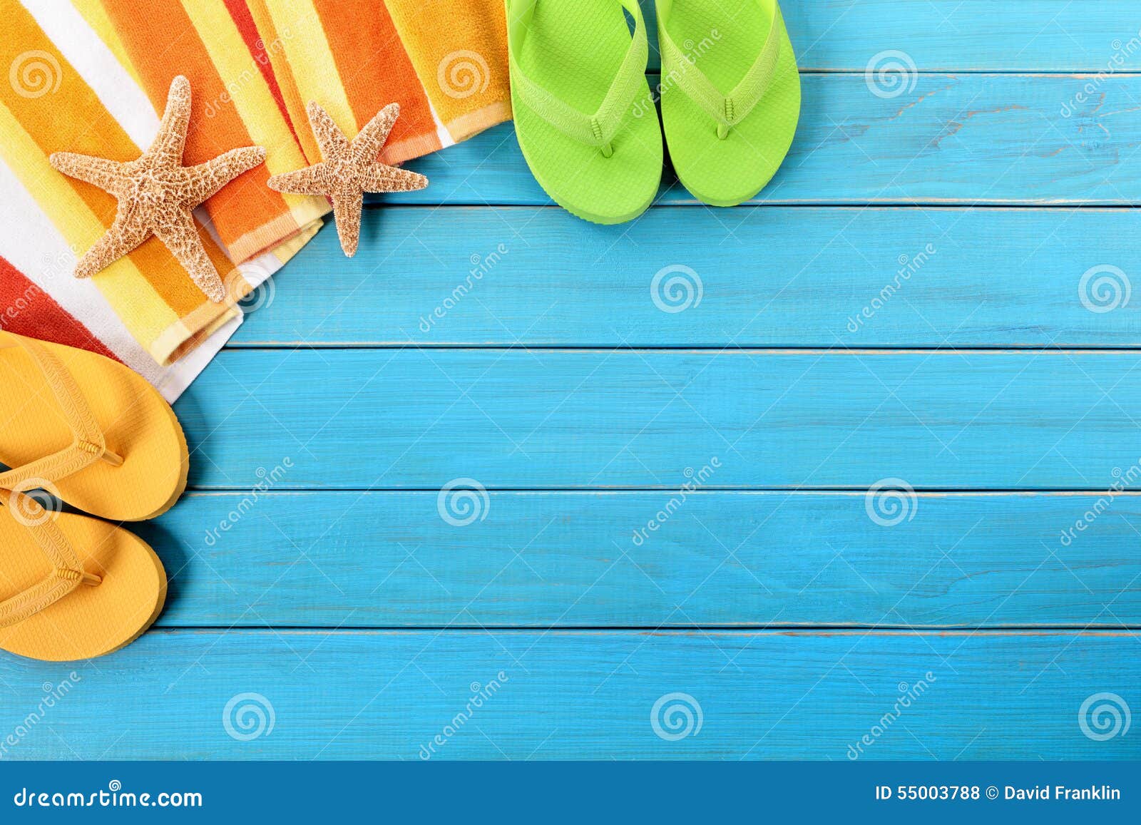 Summer Beach Border Background Flip Flops Copy Space Stock Photo ...