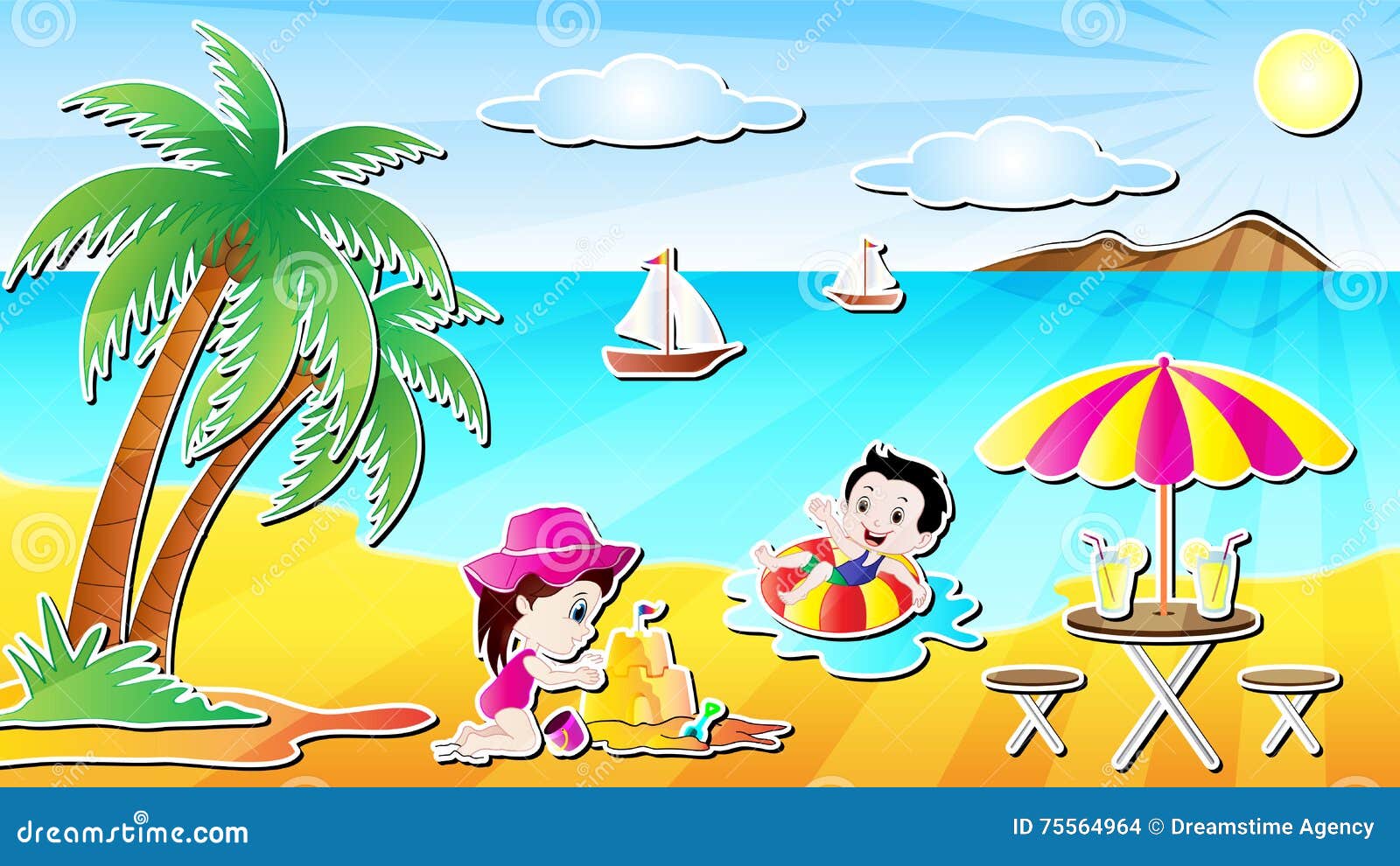 Summer Beach Fun Vector Illustration Stock Vector - Illustration of vacation, cartoon: 75564964 Summer Beach Fun Vector Illustration Stock Vector - Illustration of vacation, cartoon: 75564964