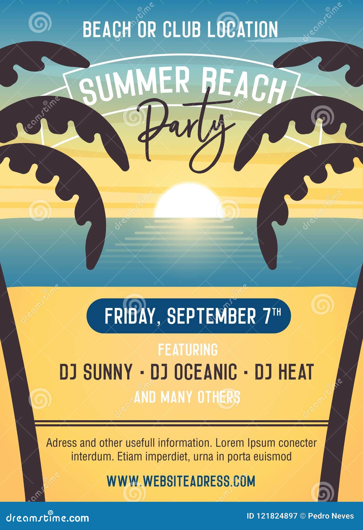 summer beach party poster template.  