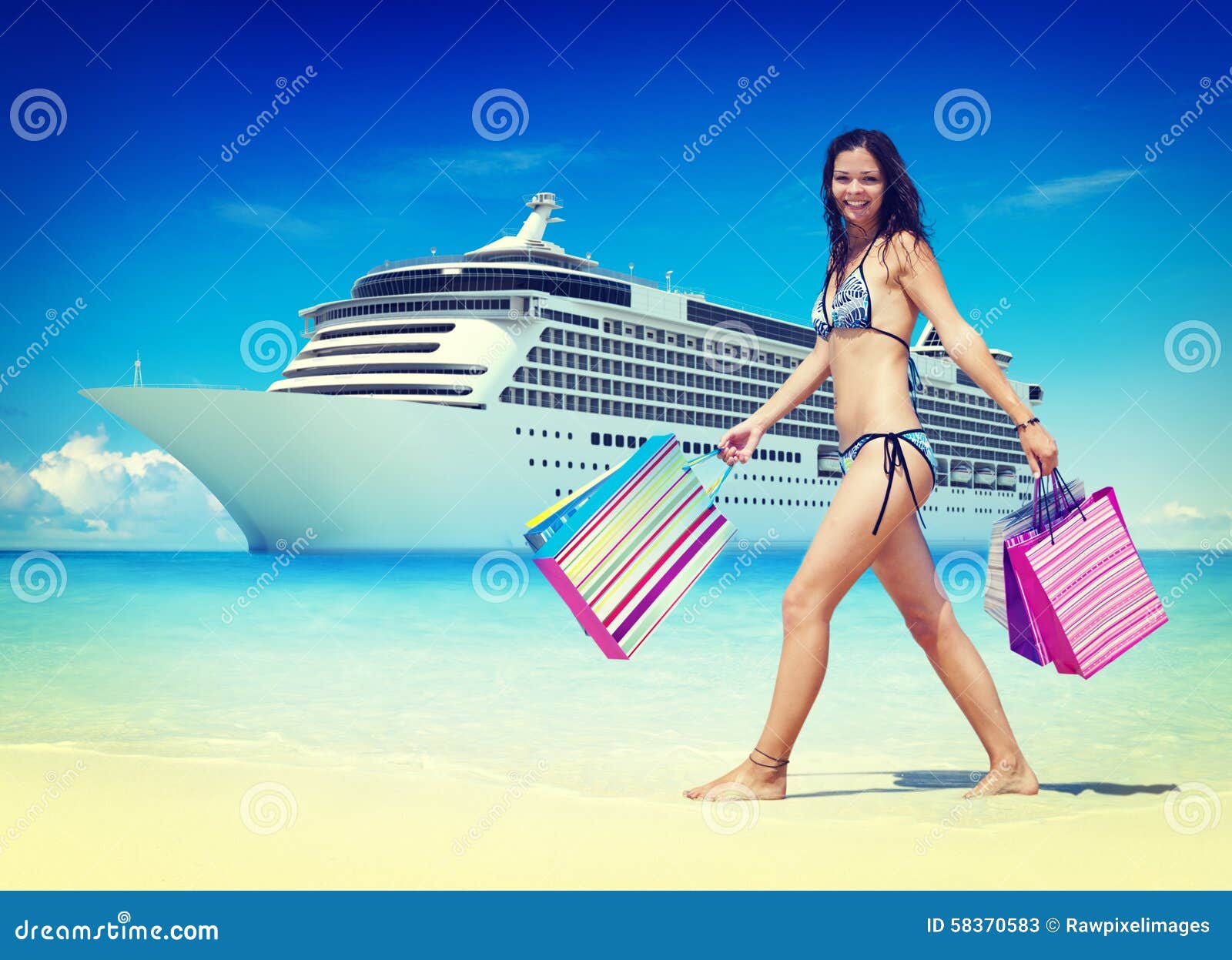 Summer Beach Shopping Travel Destination Concept Stock Image Image of