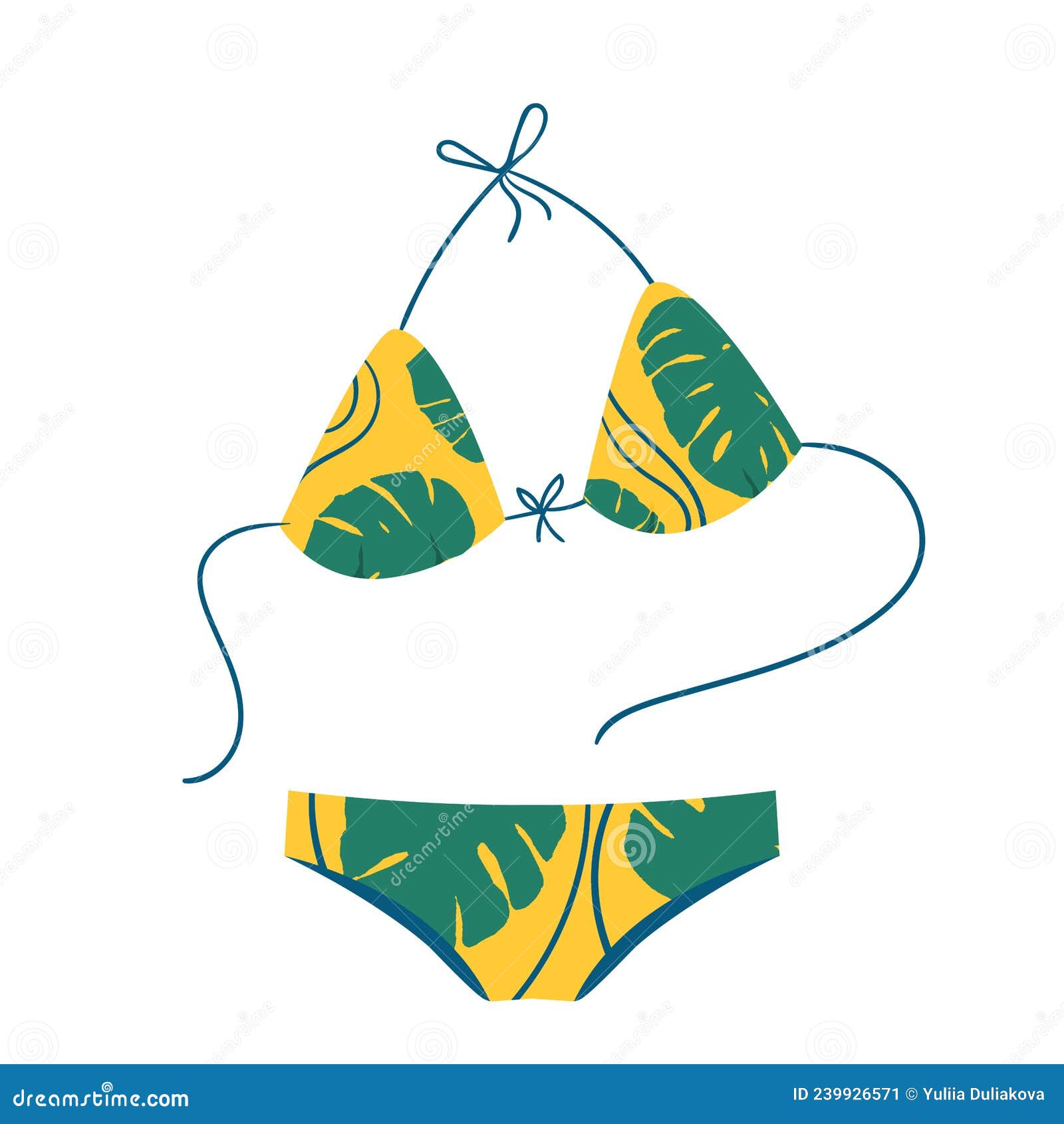 Summer Beach Swimsuit. Yellow Swimsuit. on a White Background. Vector ...