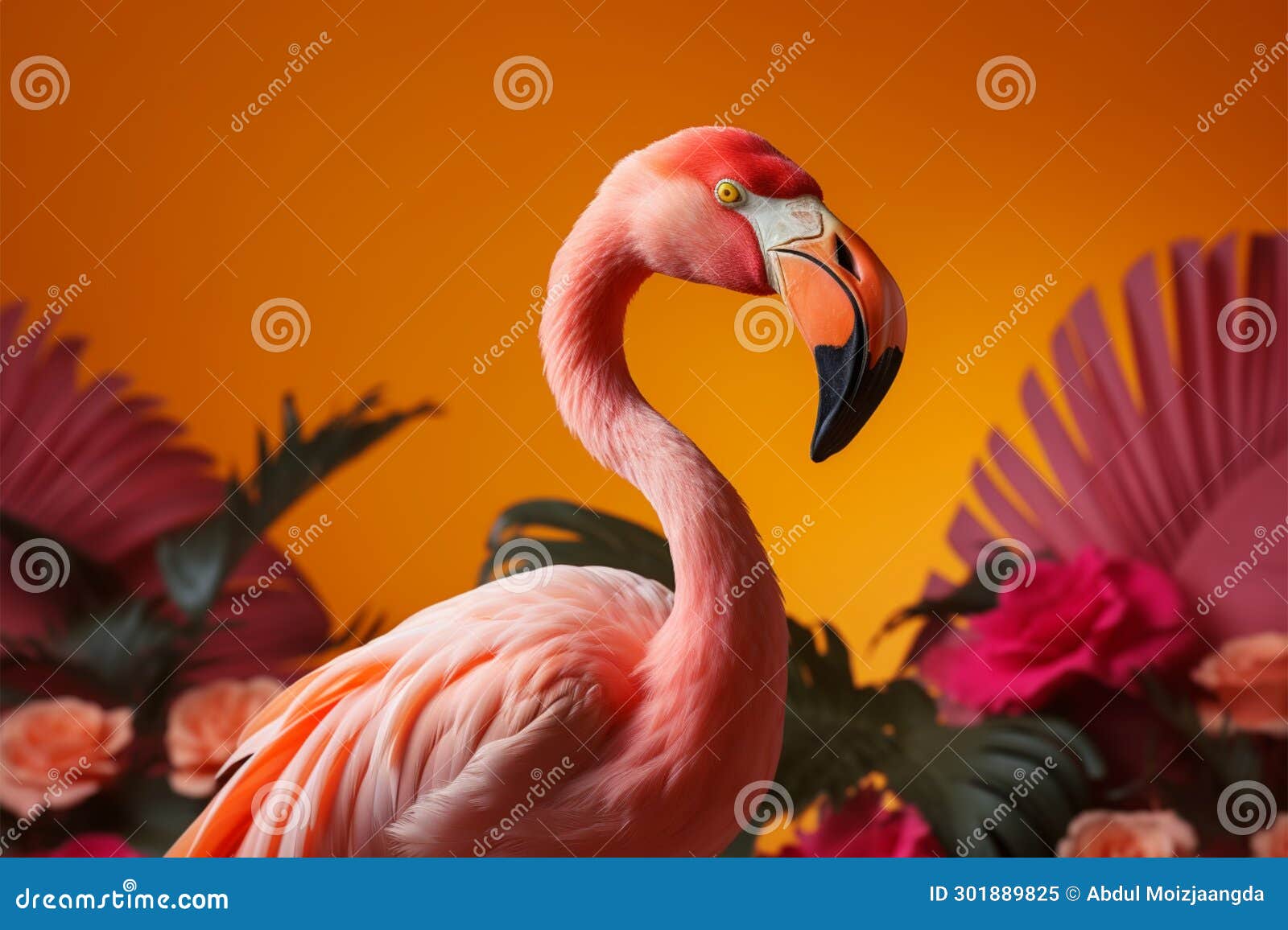 Summer Bliss Festive Flamingo Against a Yellow Background