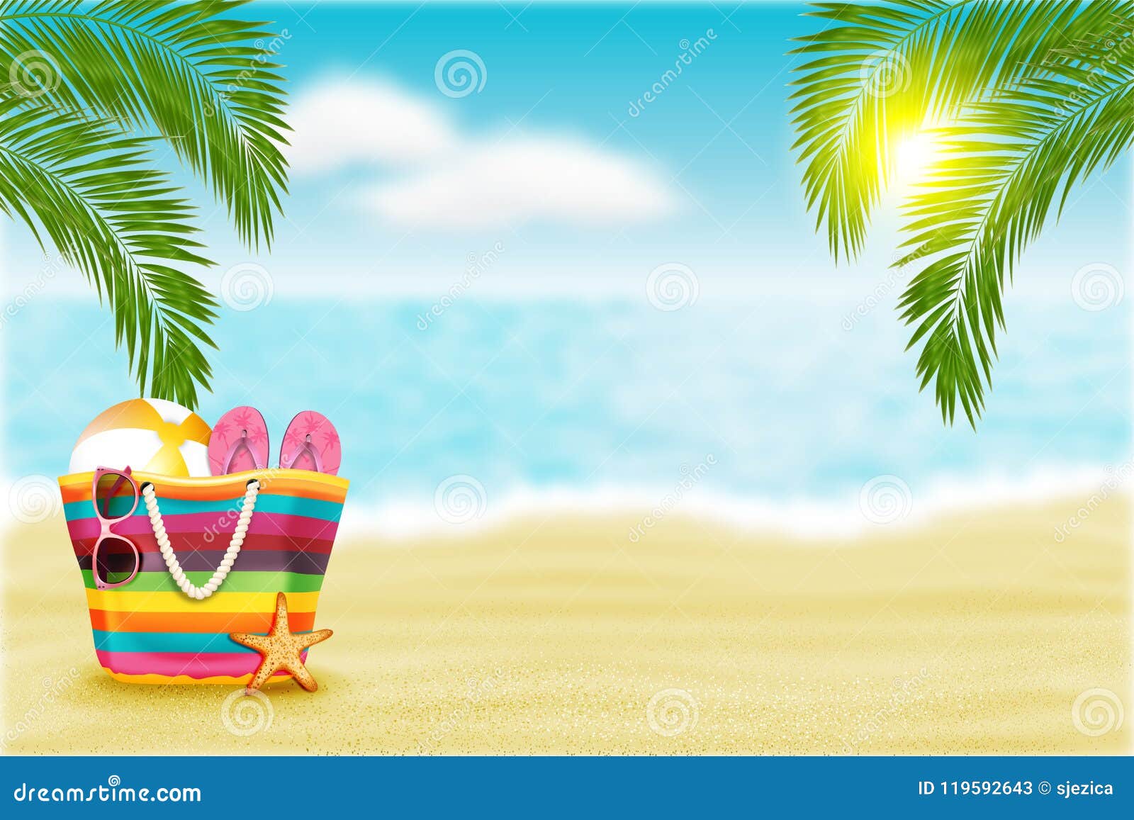 Summer Blur Beach Landscape Background. Vector Illustration Stock ...