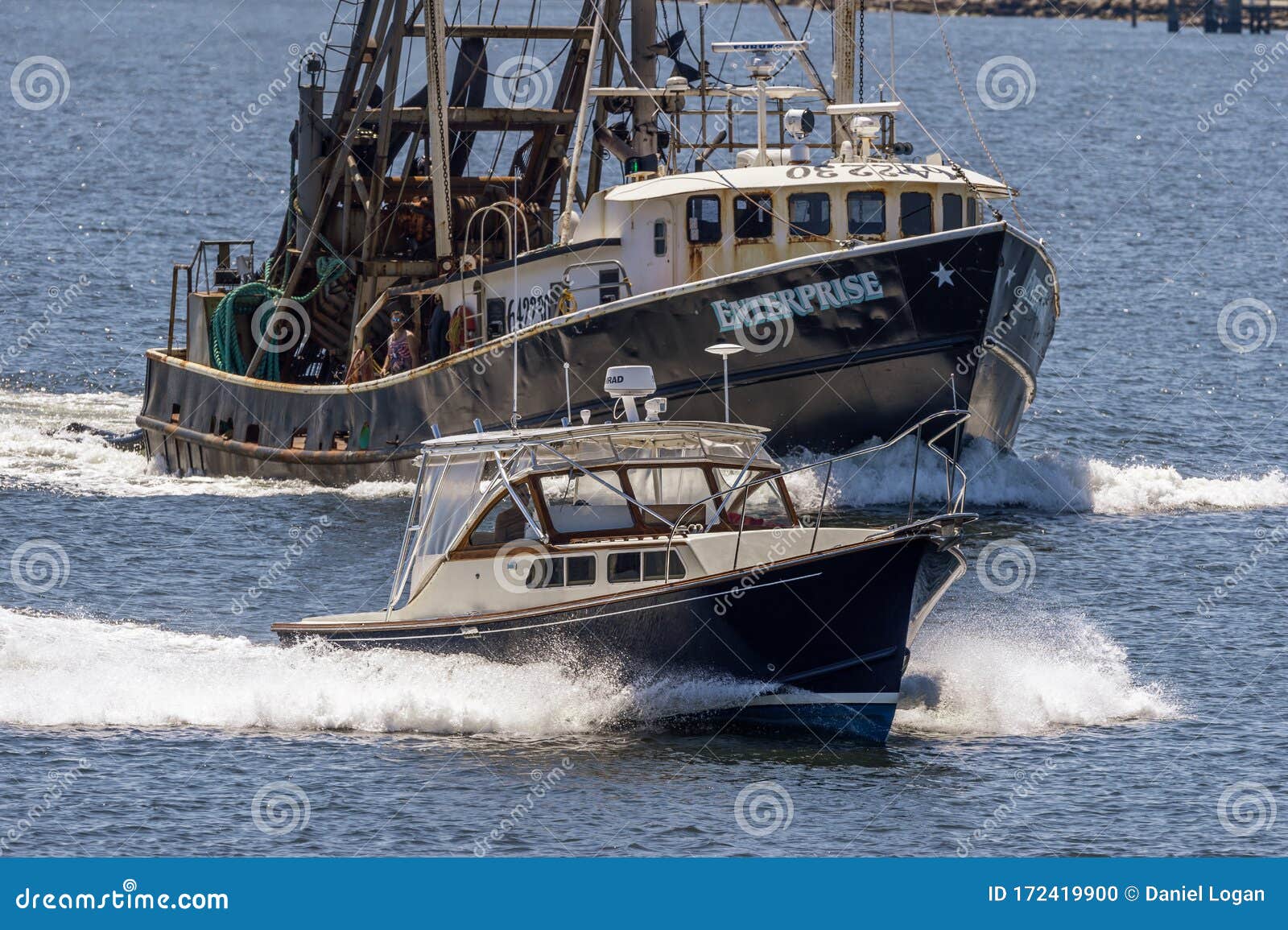 Summer Boat Traffic In New Bedford Outer Harbor Editorial Image Image 