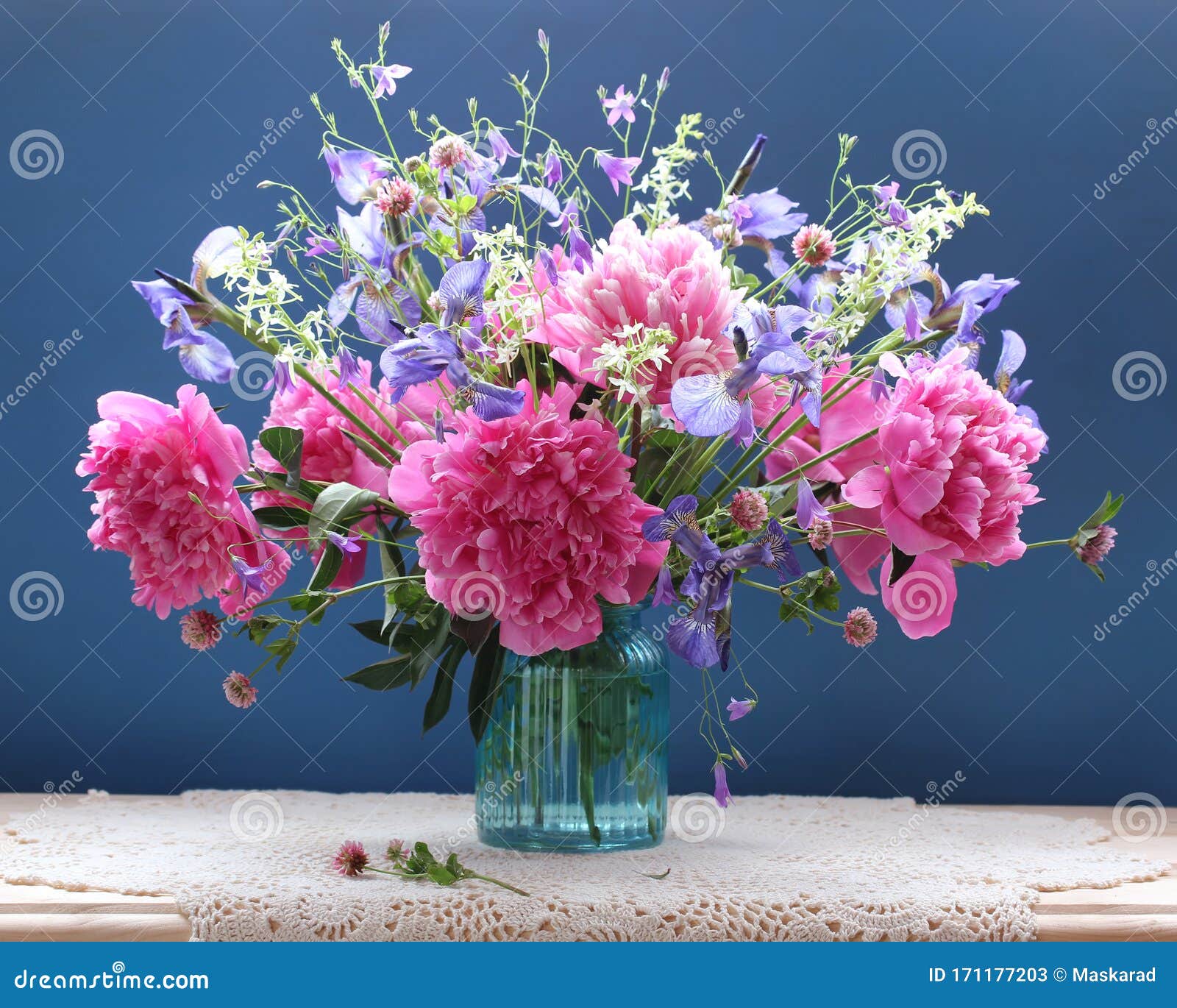 Summer Bouquet of Garden and Wild Flowers in a Vase Stock Image - Image ...