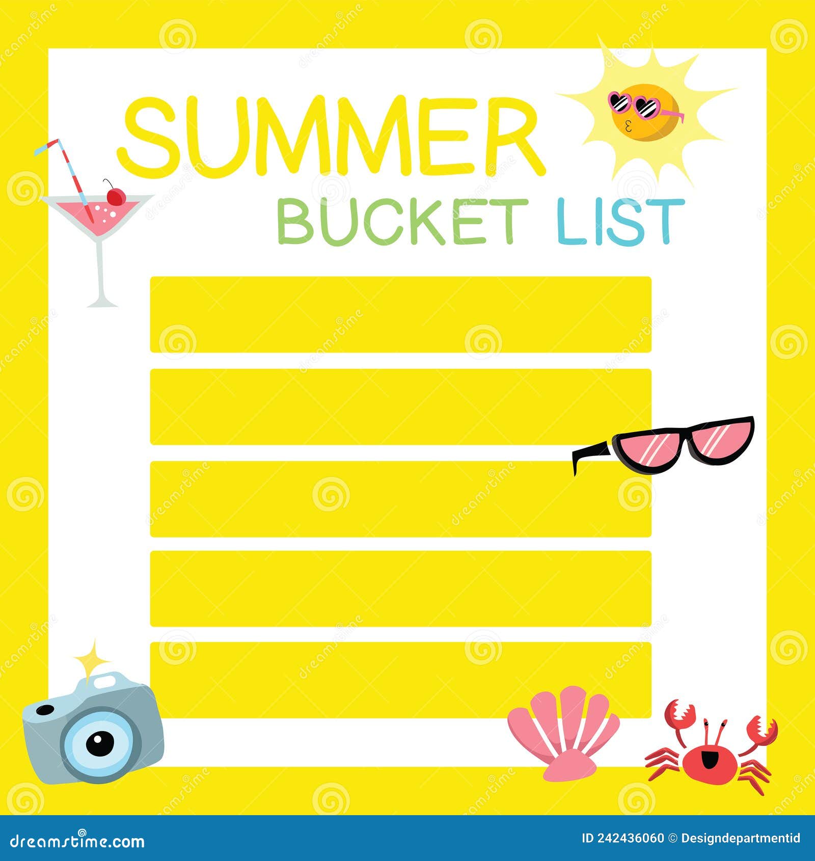 Summer List Printable Template Stock Vector Illustration of Summer List Printable Template Stock Vector Illustration of