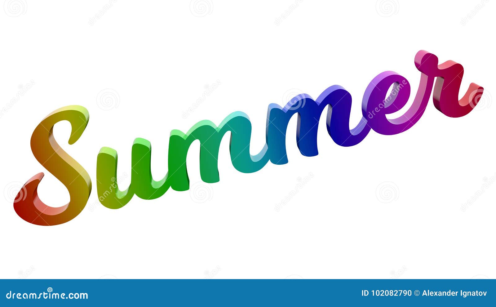 Summer Calligraphic 3D Rendered Text Illustration Colored with RGB
