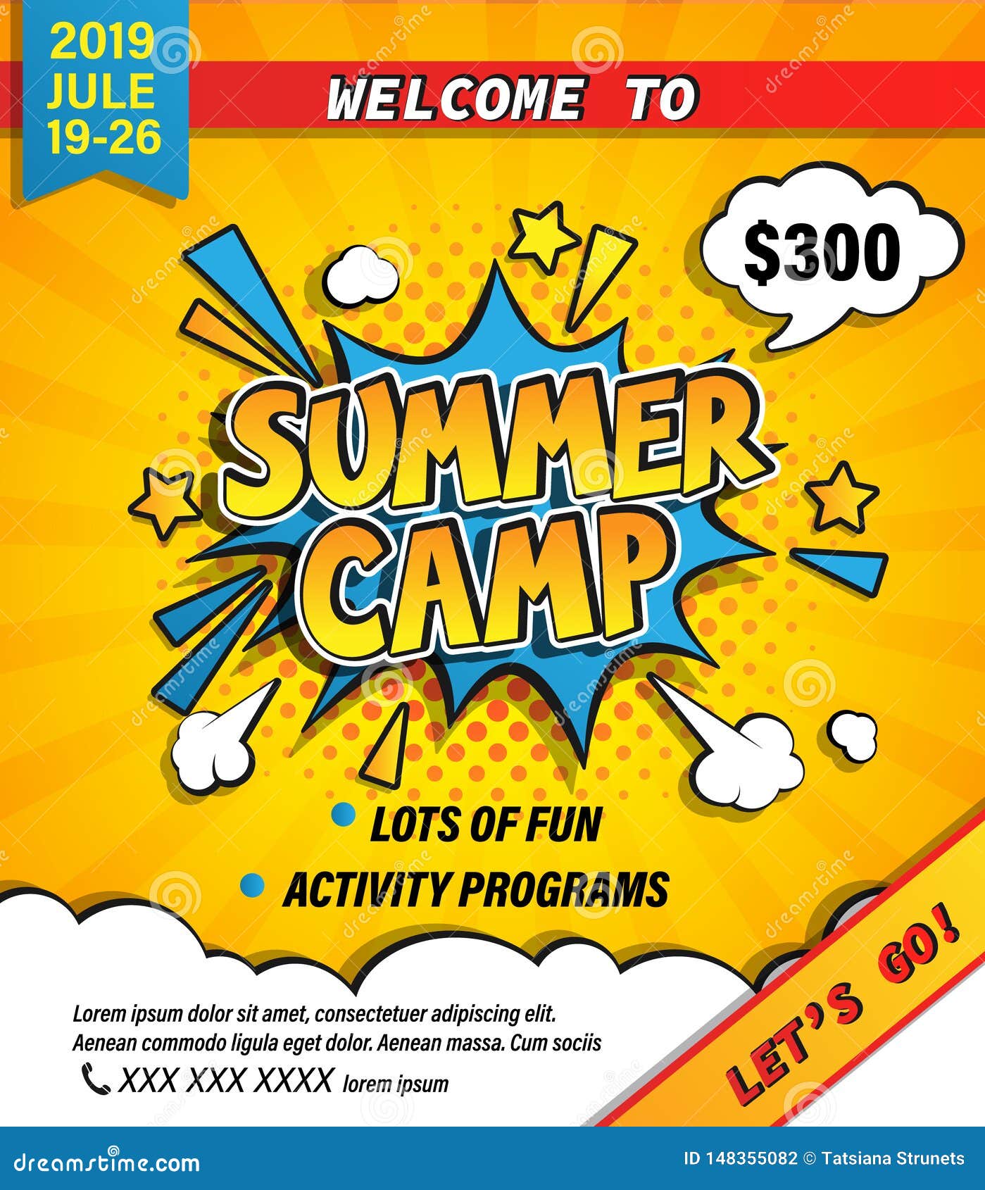 summer camp invitation banner.