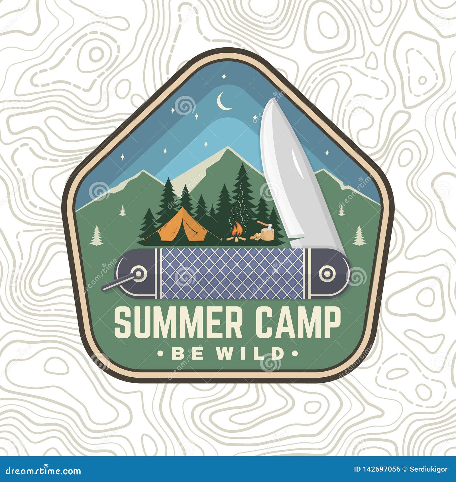 Summer Camp Patch. Be Wild. Vector. Concept for Shirt or Badge, Overlay ...