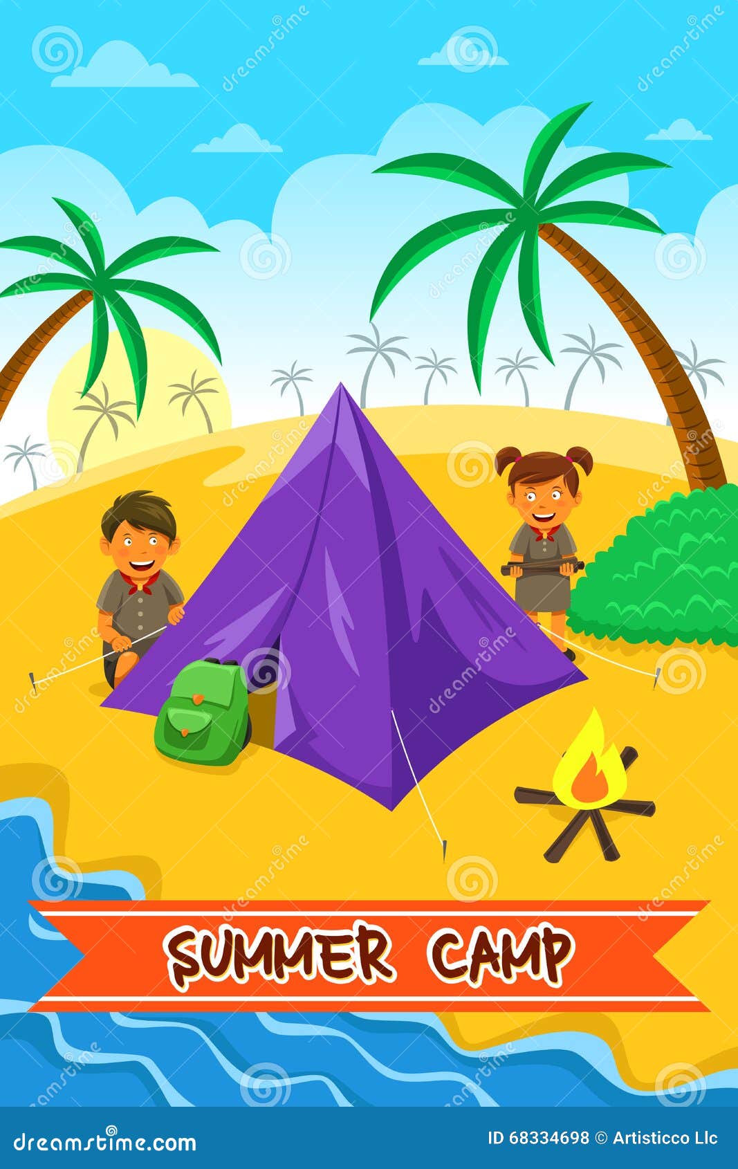 Download Summer Camp Poster Stock Vector - Image: 68334698